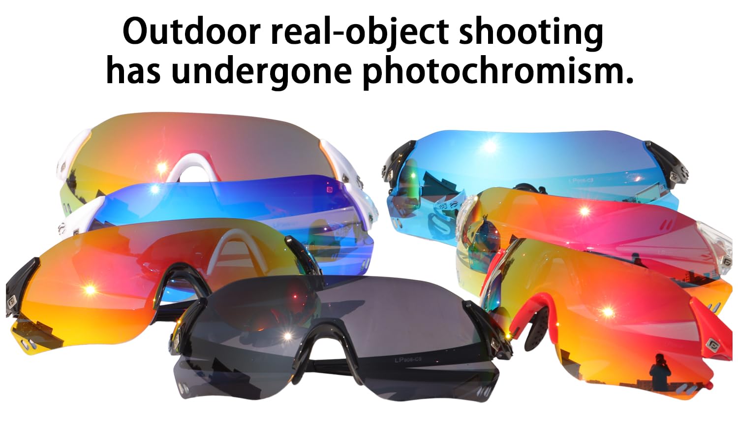 PAIS Gafas de sol fotocromáticas para correr para hombres y mujeres, sin marco, deportivas, para pesca, montañismo, camping, ciclismo, senderismo, Marco blanco con lentes de espejo rojo