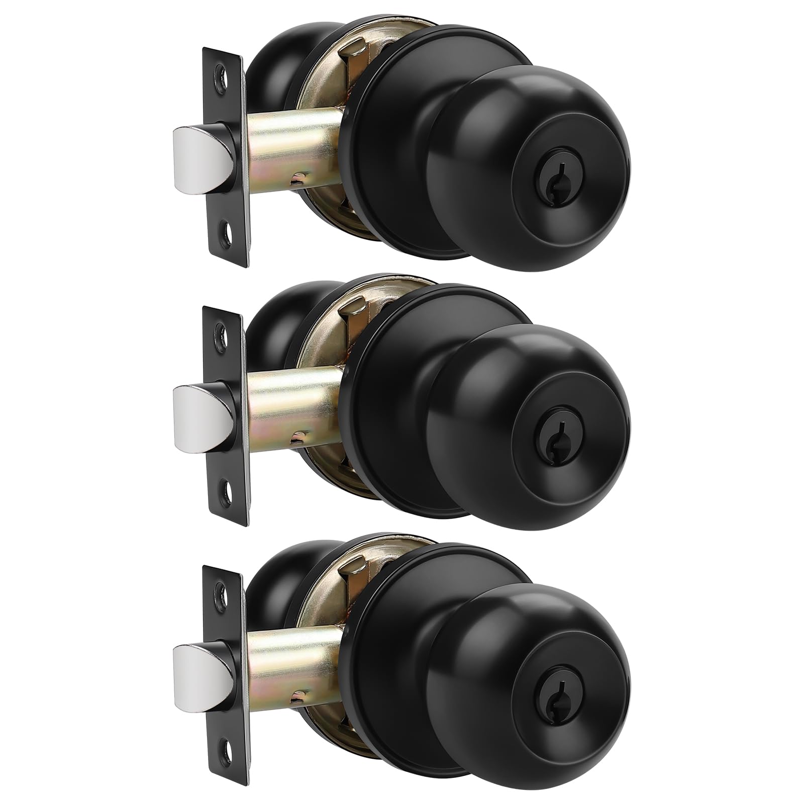 Probrico 3-Pack Keyed Alike Entry Door Knobs - Satin Nickel -20