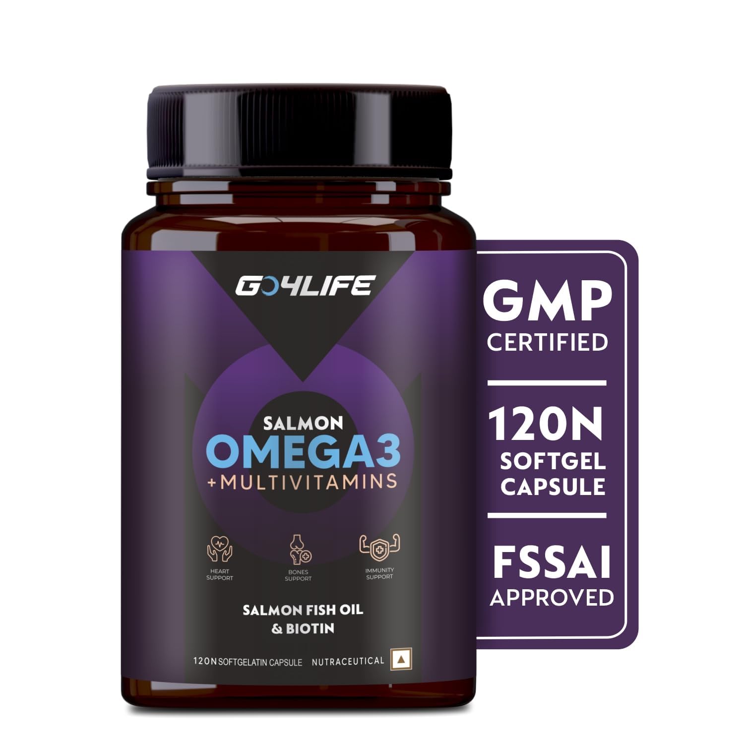 GO4LIFE Salmon Fish Oil Capsules Omega-3 (1000mg) with EPA, DHA, Multivitamins, Biotin & More! (Grape Seed, Lycopene)|Helps For Immunity & bones Support|Pack of 120 Softgel Capsules (B0D1MYWVBK) Amazon Price History, Amazon Price Tracker