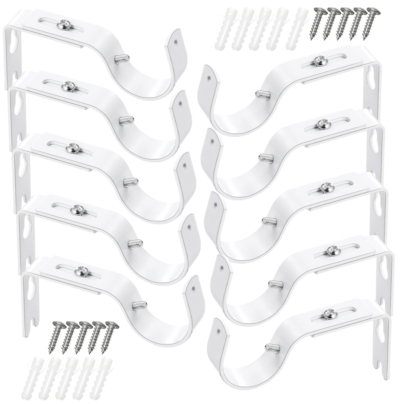 Support de tringle à rideau avec vis kit de fixation murale blanche pour barre 25mm