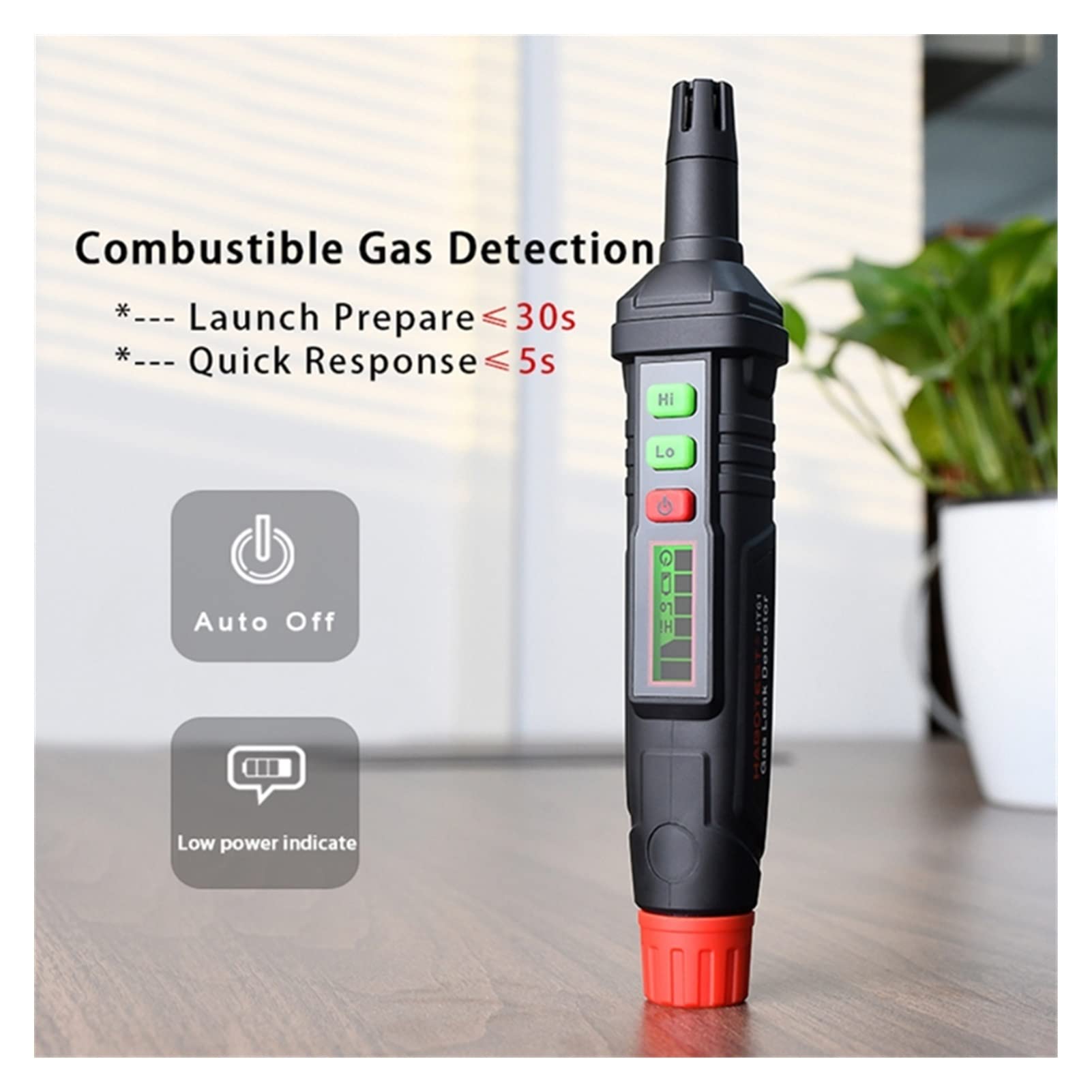 EDEDE Gasdetektor, Gasleckmelder Alarm Brennbarer Gasanalysator Detektor for alle Arten Entzündlich Gasmethan Erdgas CO CH4. Methan