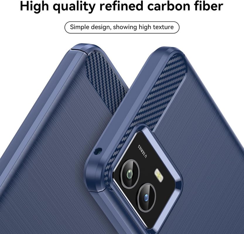 Image of NPRC Hybrid Ultra Slim Protective Case TPU Non-Slip Carbon Fiber Texture Shockproof Case Cover for Vivo Y75 5g - Blue