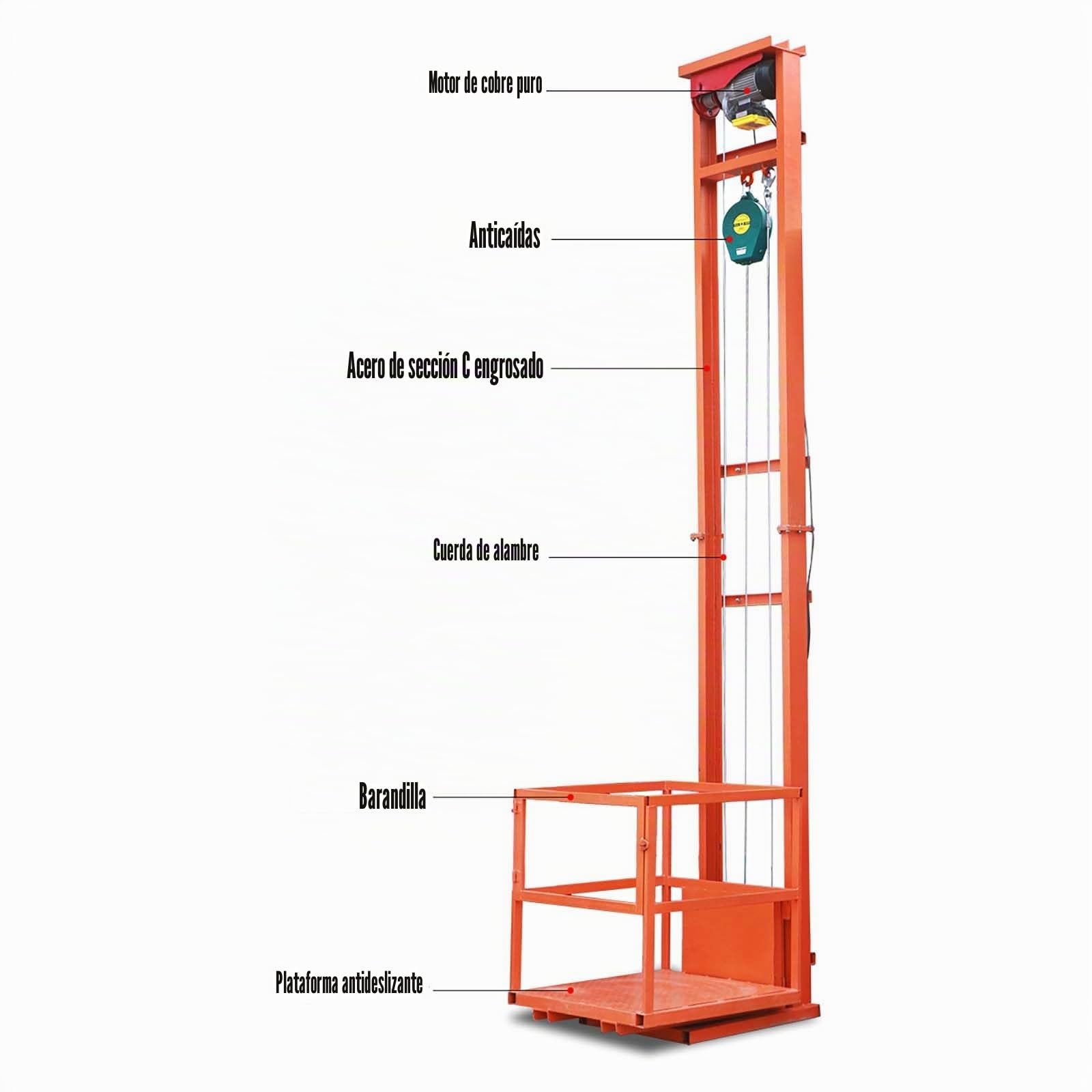 Plataforma Elevadora Eléctrica, Montacargas De Pared, Montacargas Automatizados, Con Control Remoto, For Hogares, Almacenes Y Fábricas.(16.4 FT Lifting Height)
