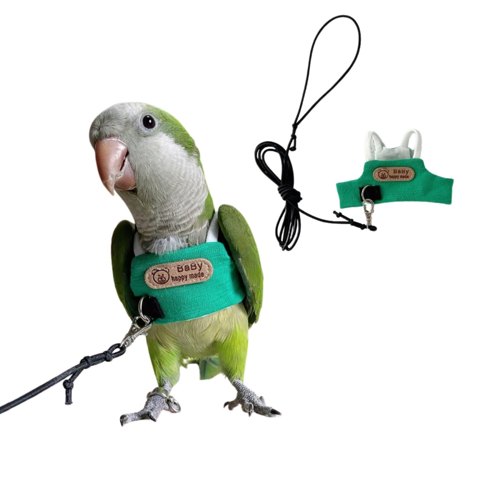 Bird Flight Harness Vest, Snap-Fastener Design Harness Vast, Parrot Flight Suit with Leash for Parakeets Budgies, Bird Flying Clothes with Rope and Handle for Outdoor Activities Training, Anti Bite