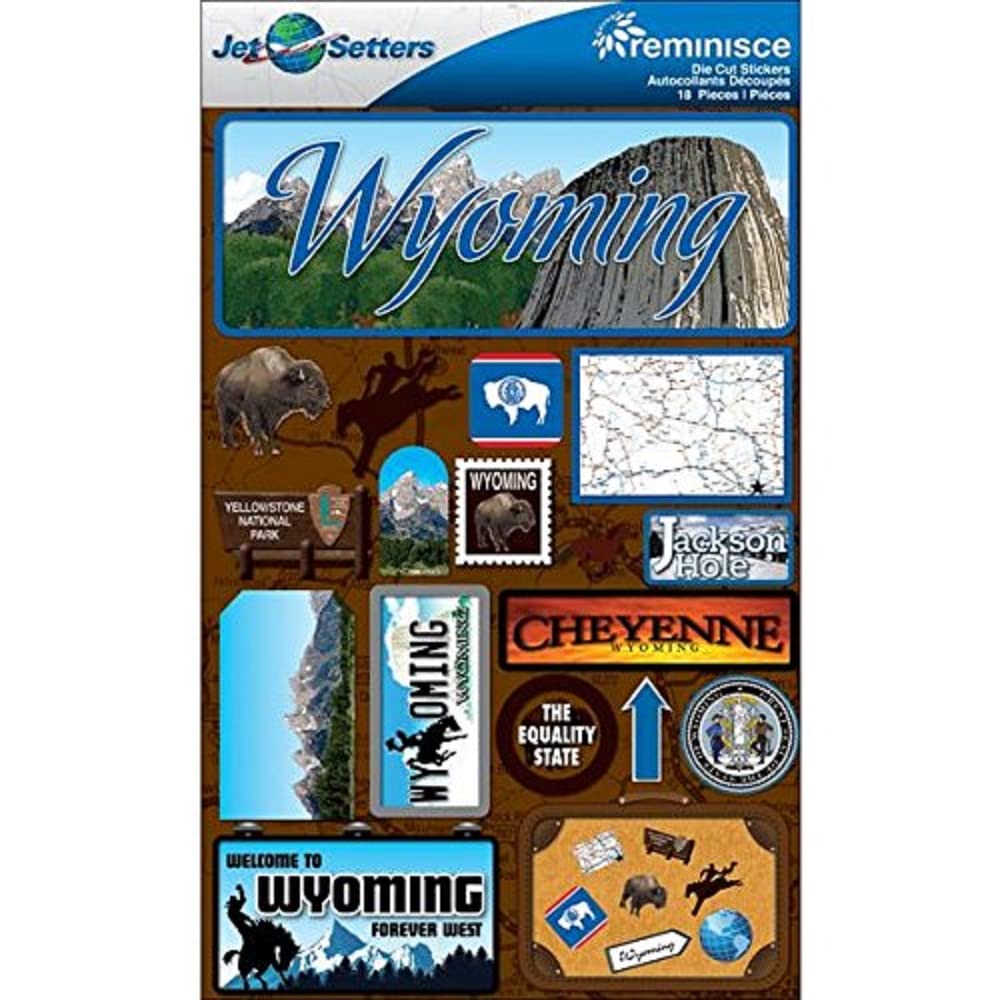 Reminisce Jet Setters Dimensional Stickers-Wyoming