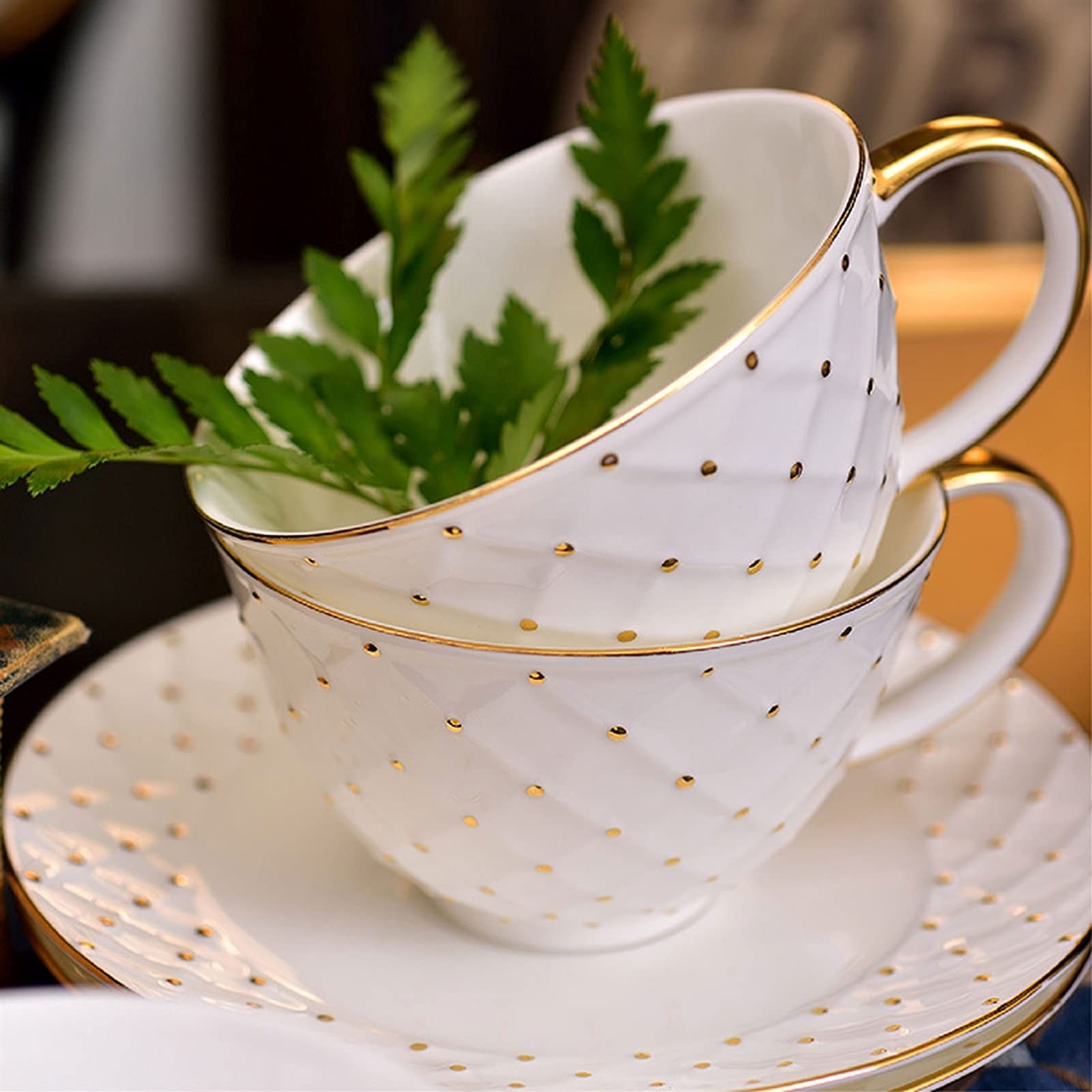 Kubek do kawy, filiżanka do herbaty filiżanki do espresso z porcelany kostnej - 6,1 uncji Demitasse filiżanki i spodki porcelanowe filiżanki do cappuccino (A)