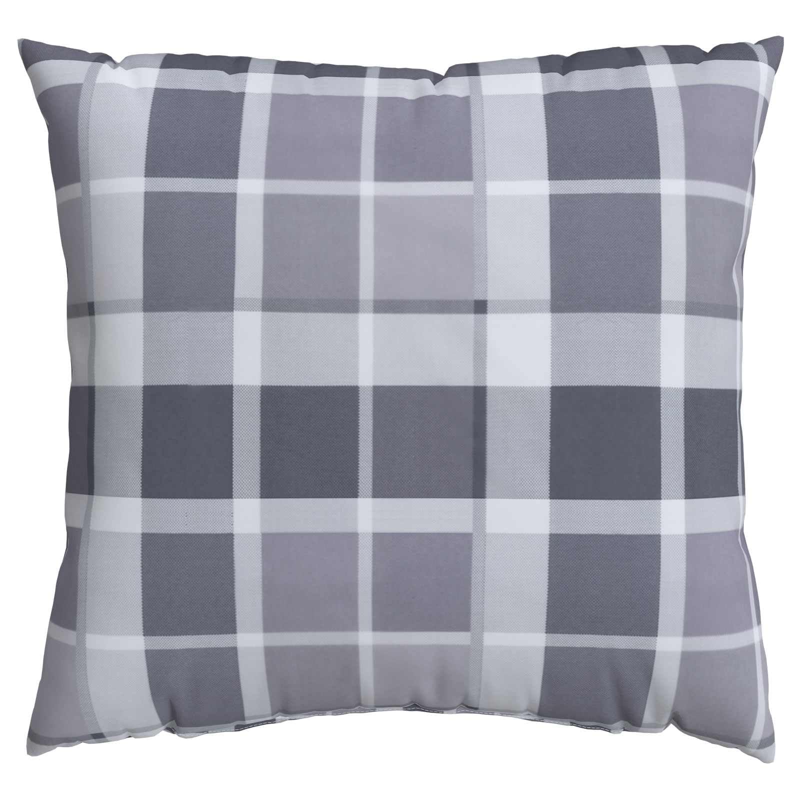 Mangloder - Set di 4 cuscini per esterni, a quadretti, 50 x 50 cm, in tessuto, lavabili e antiscivolo, ergonomici, comodi per giardino, terrazza, balcone, sedia, panca, poltrona, colore: grigio