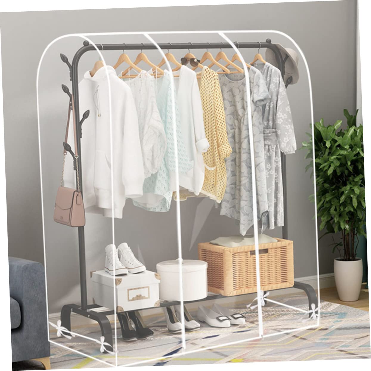 Gatuida Funda Protectora Transparente para Perchero de Ropa y Prueba de Polvo Material Peva Resistente para Dormitorio y