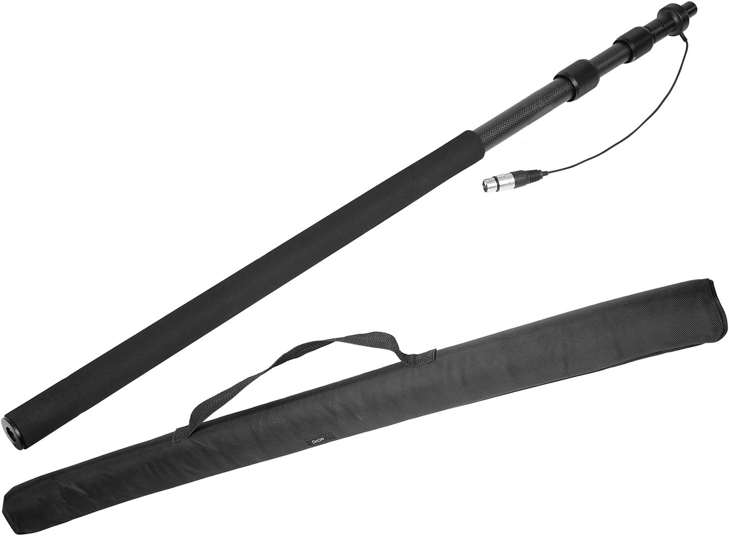 Movo CMP-25 2.5m Telescoping Carbon Fiber Microphone Boom Pole with Integrated XLR Cable for Video Production and Electronic News Gathering