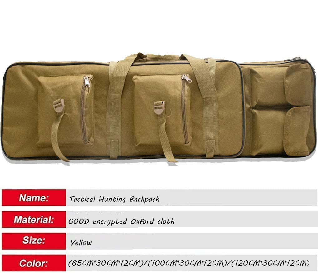 Tactical Double Gun Case,wyściełany karabin Plecak do przechowywania zintegrowanych pistoletów i magazynów (3 rozmiary),Kolor:czarny,zielony,żółty,cp,Yellow-85CM