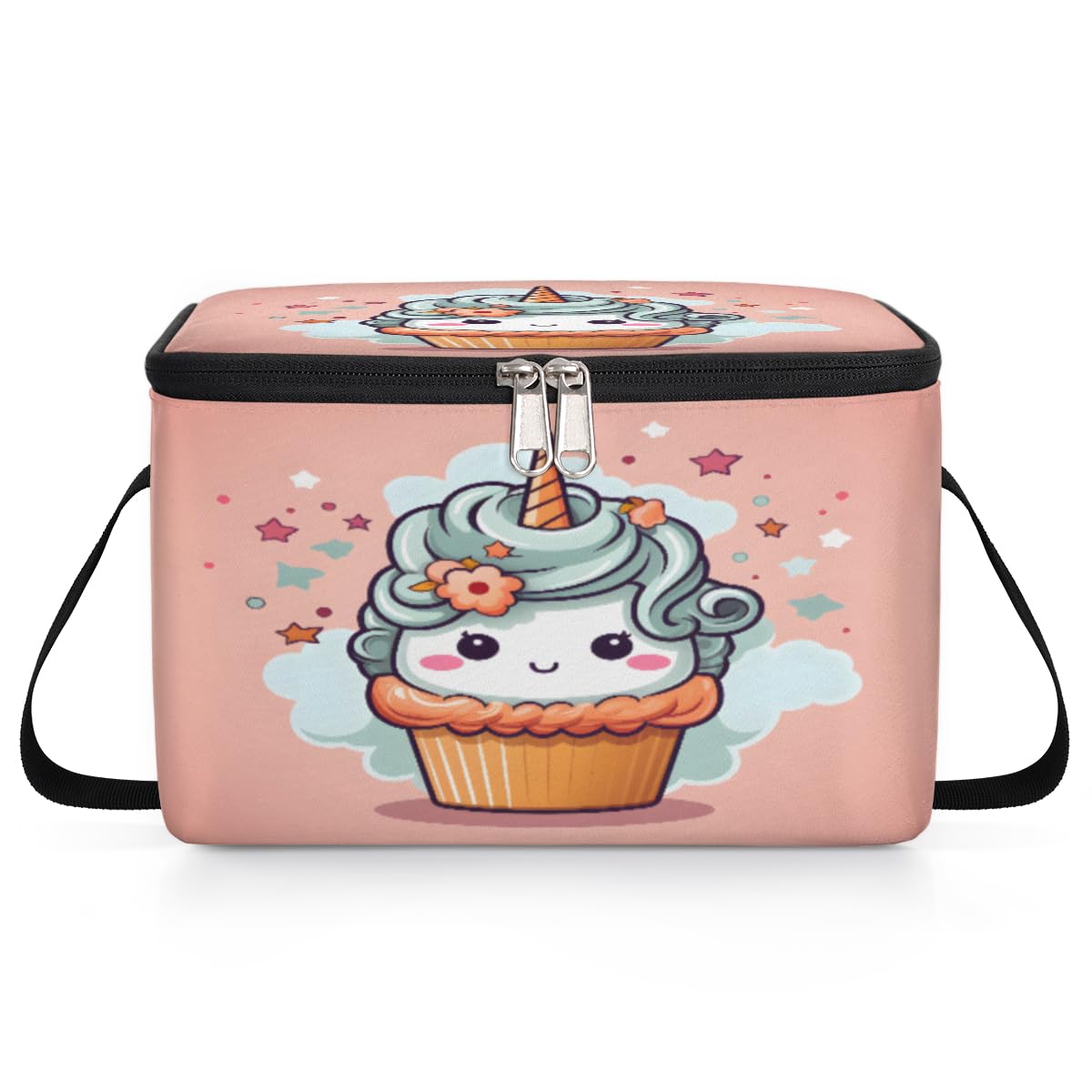 GzLeyigou Cup Cake Unicorn Lunch Bags for Women Men 9 Cans, Hot & Cold Food Delivery Bag Insulated Grocery Bag Insulated Lunch Box Unicorn Cooler Bag for Office Work Picnic Beach