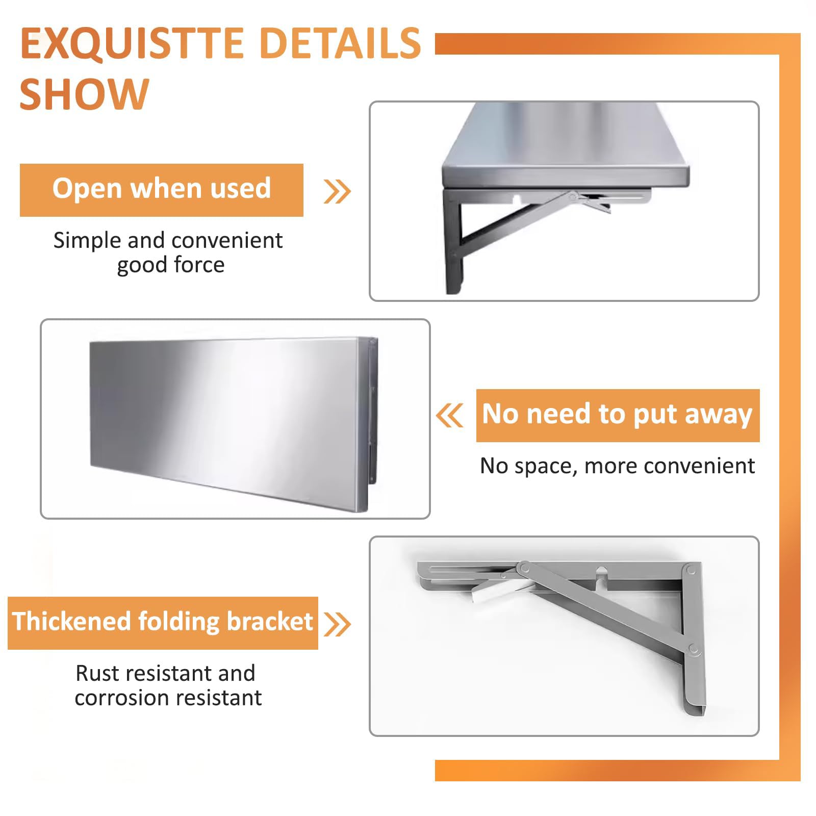 110 * 40cm, Estantes De Cocina Comerciales Plegables De Acero Inoxidable para Pared, para Camiones De Comida, Cuarto De Servicio, Lavandería, Mesa Plegable