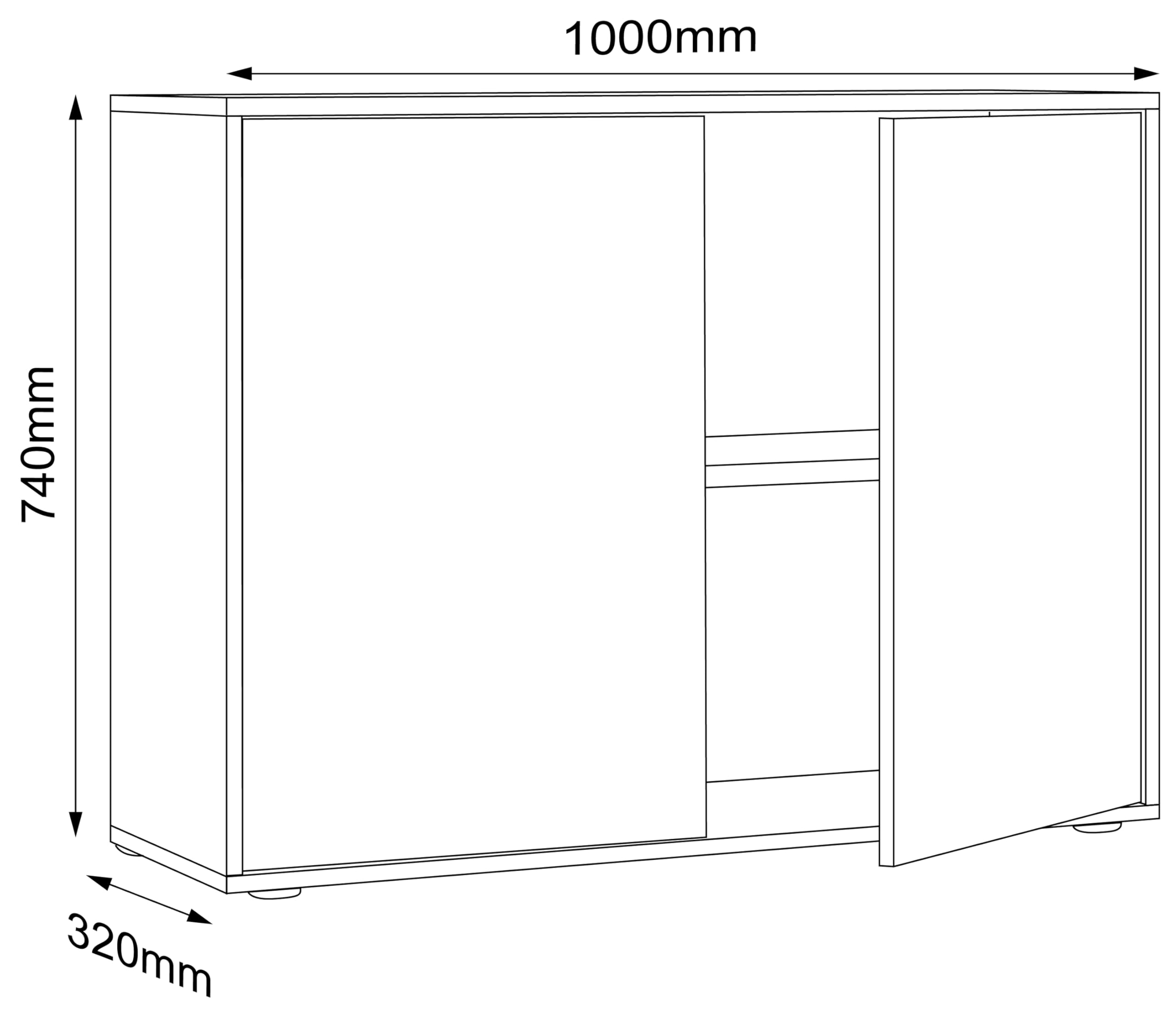 VCM Holz Büroschrank Ordner Aktenschrank Büromöbel Schrank Salia 2-Fach Breite 100 cm Drehtüren