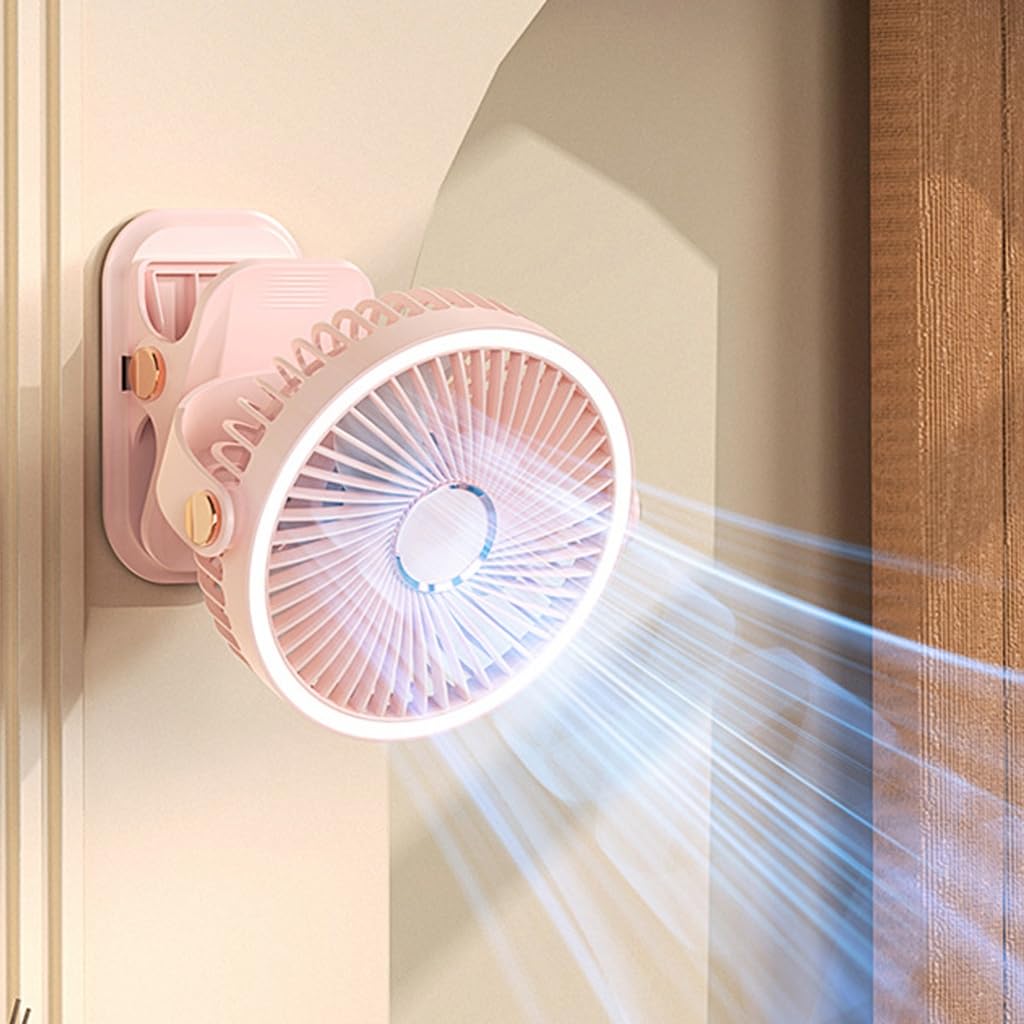 Petit ventilateur silencieux alimenté par USB/piles pour chambre à coucher, bureau, ventilateur de refroidissement avec lampe de nuit, ventilateur d'extérieur à pince solide, branchement