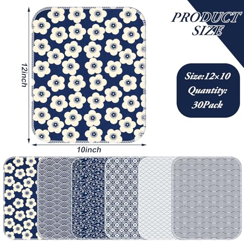 Image of Redbaker 6 Pcs Reusable Paper Towels Rolls Towels Bulk Kitchen Washable Paperless Cloth Cotton Hand Napkins with Cardboard Reusable Napkins for Kitchen Bathroom (Geometric Theme)