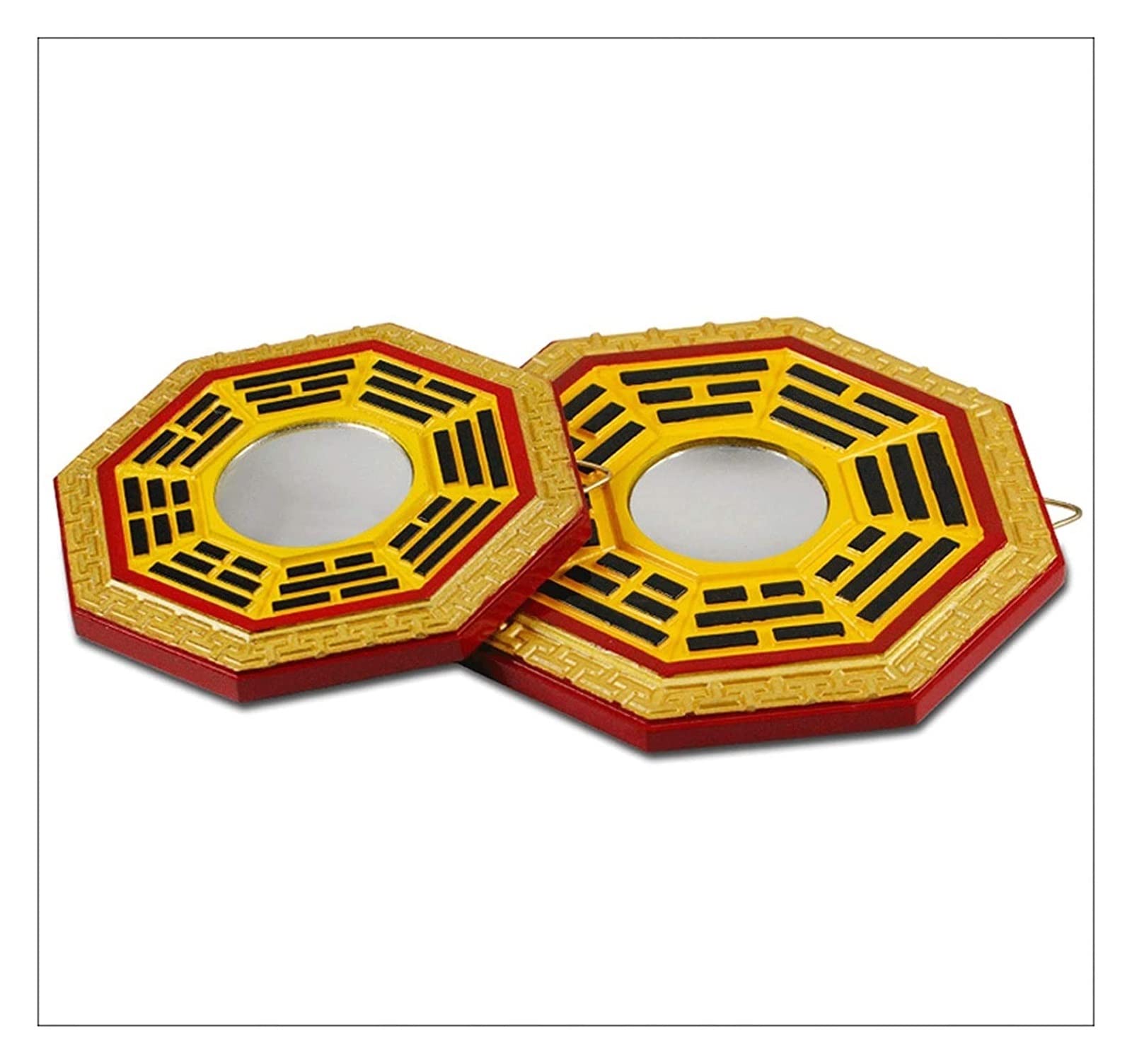 Tradycyjne lustro Bagua, taoistyczne wklęsłe lustro Bagua, tradycyjne lustro chińskie wypukłe lustro Bagua, lustra z drewna brzoskwiniowego Feng Shui, lustro wejściowe do domu, lustro Gossip(23cm)