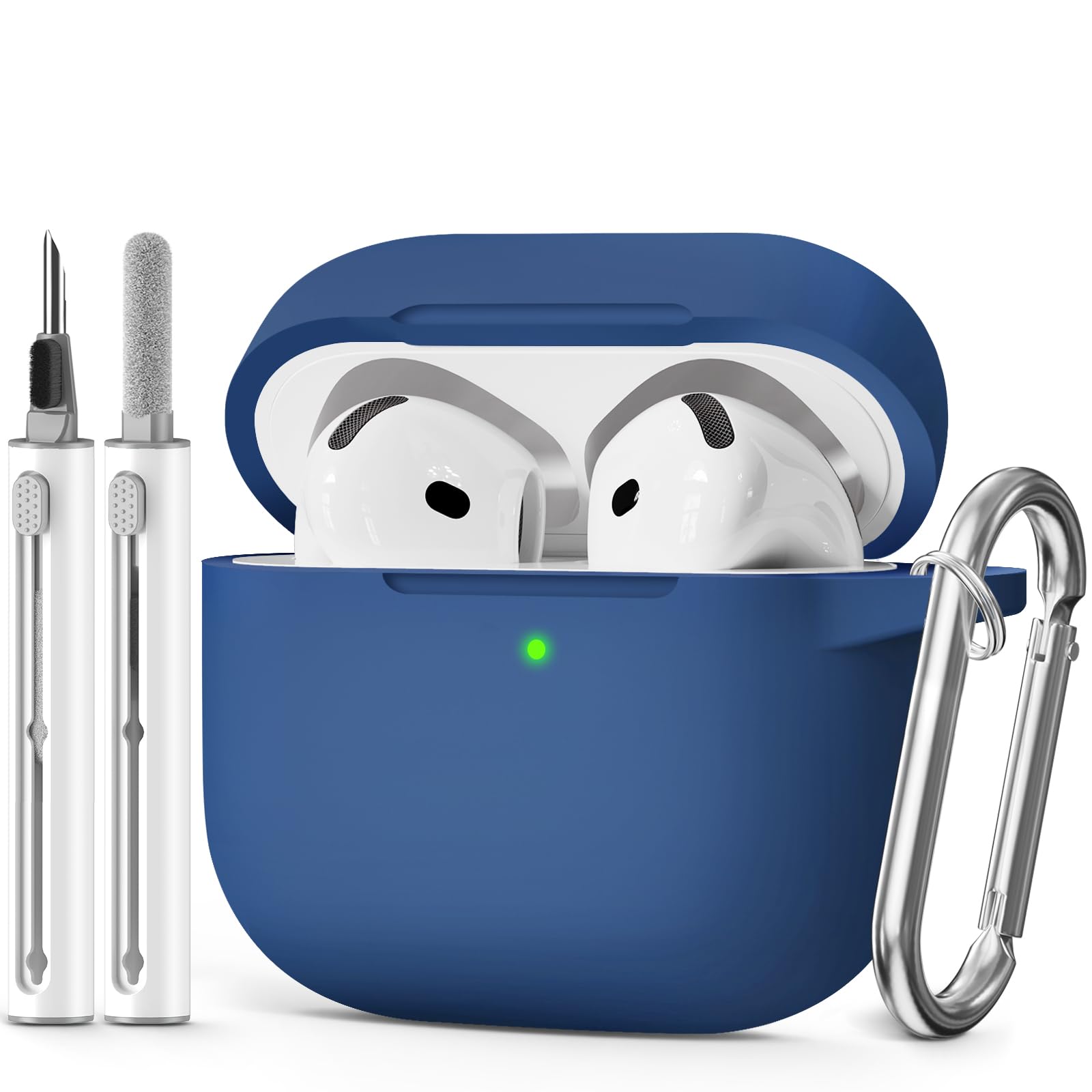 Photo 1 of MCTOPZO for AirPods 4 Case 2024 Come with Cleaner Kit,Soft Silicone Protective Cover for Apple AirPods 4th Generation Cases with Keychain,Compatible with AirPod 4 Case for Women Men-Midnight Blue