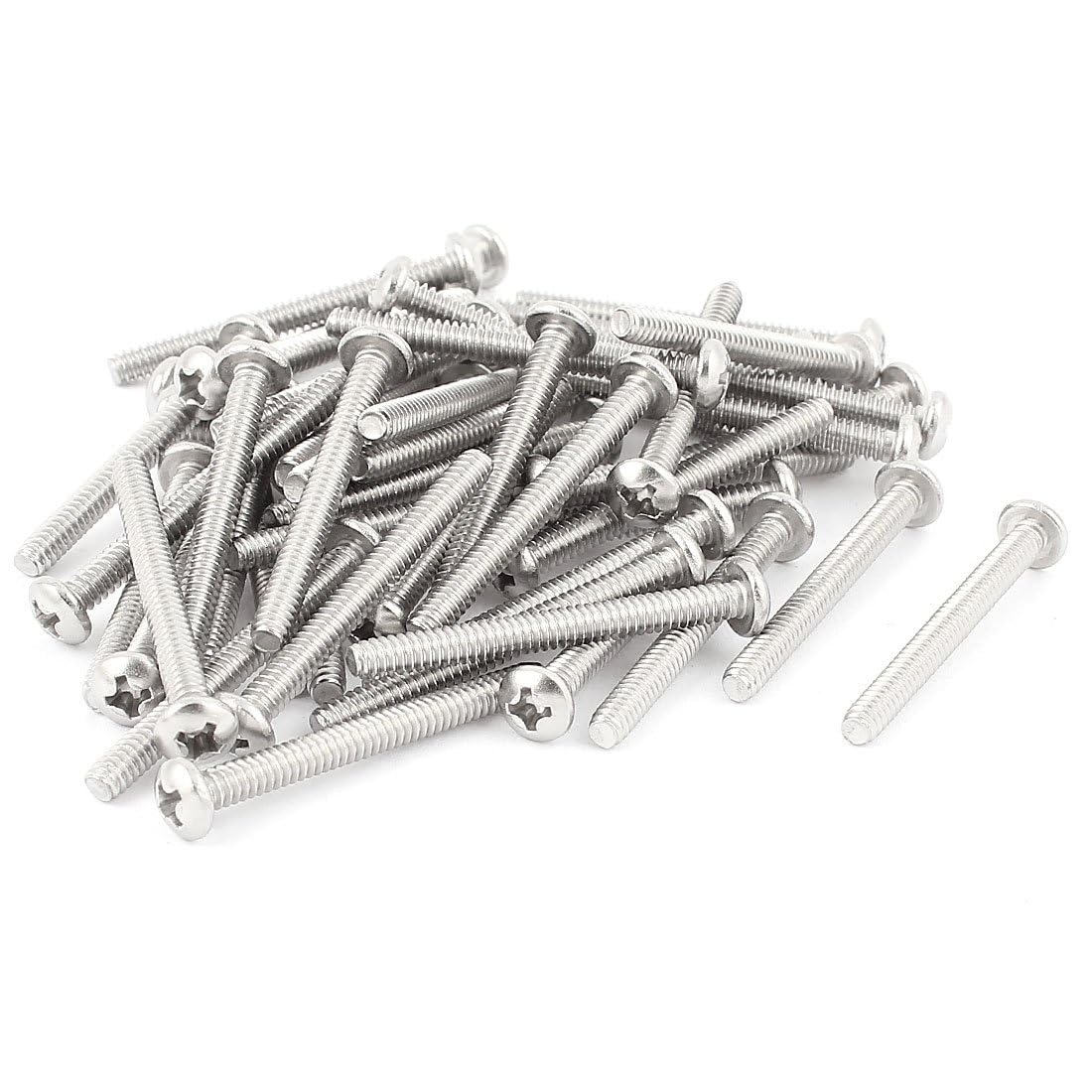 MACHSWON M3x35mm Round Head Cross Screw 304 Stainless Steel Phillips Head Machine Screws Bolts 50 Pcs