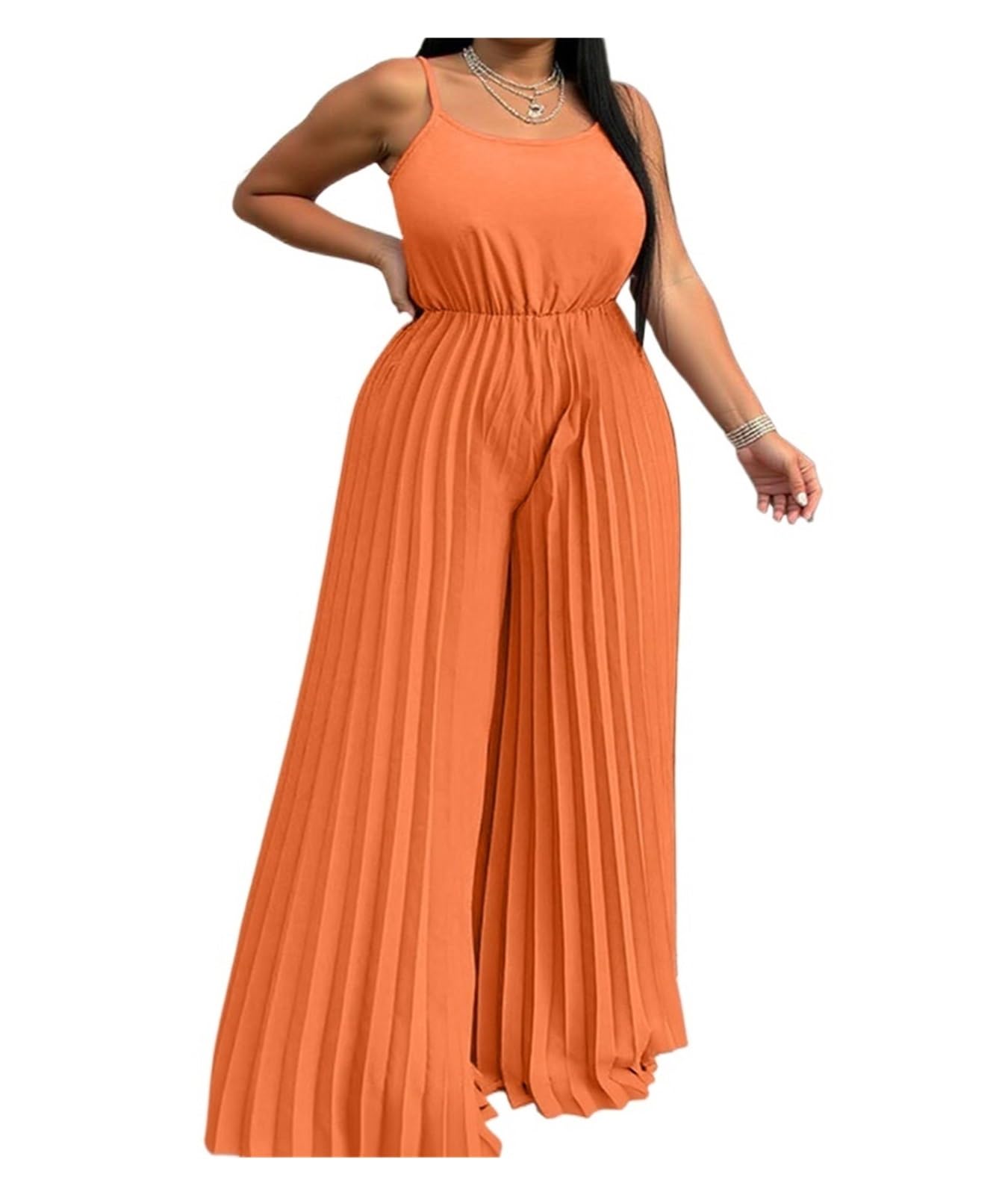 RRYPBOVG Jumpsuits For Women Women Sleeveless Rompers Vintage Jumpsuit Playsuit Overalls(Orange,XXXL)
