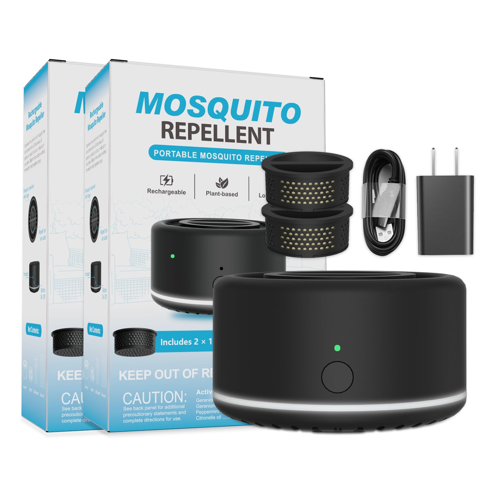 Photo 1 of (2 Pack) Mosquito Repellent Outdoor Patio, Portable Repellent Device Plant-Derived Mosquito Repeller, Rechargeable Personal Shield for Camping & Outdoor(2 Refills Included)