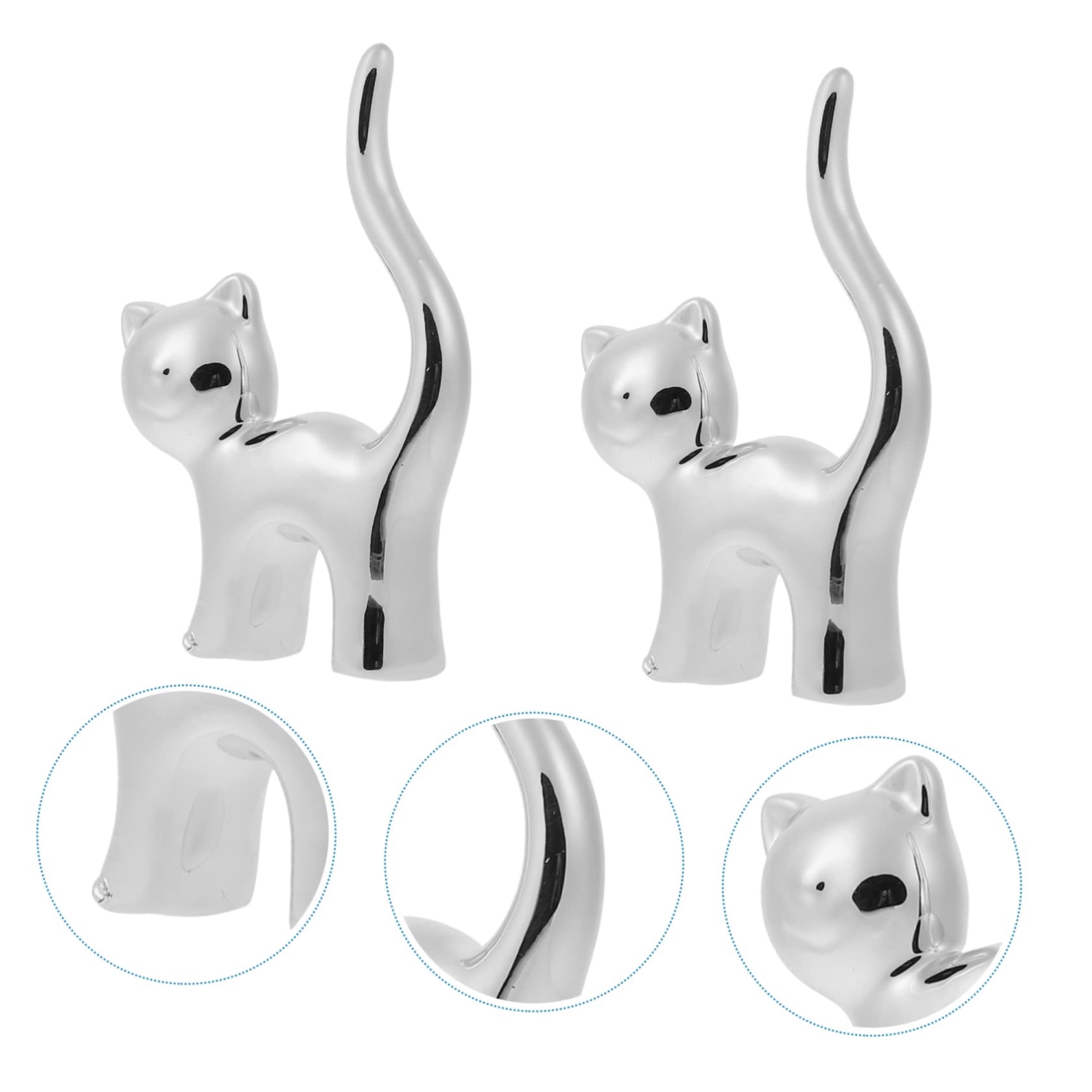 Porte-clés Bijoux Plateau Plateau Résine Forme Chat BRASSTAR - 27,9x6,9x19,3cm - Déco Moderne Noir - Porte-clés Bijoux Décoration Résine Noire Moderne