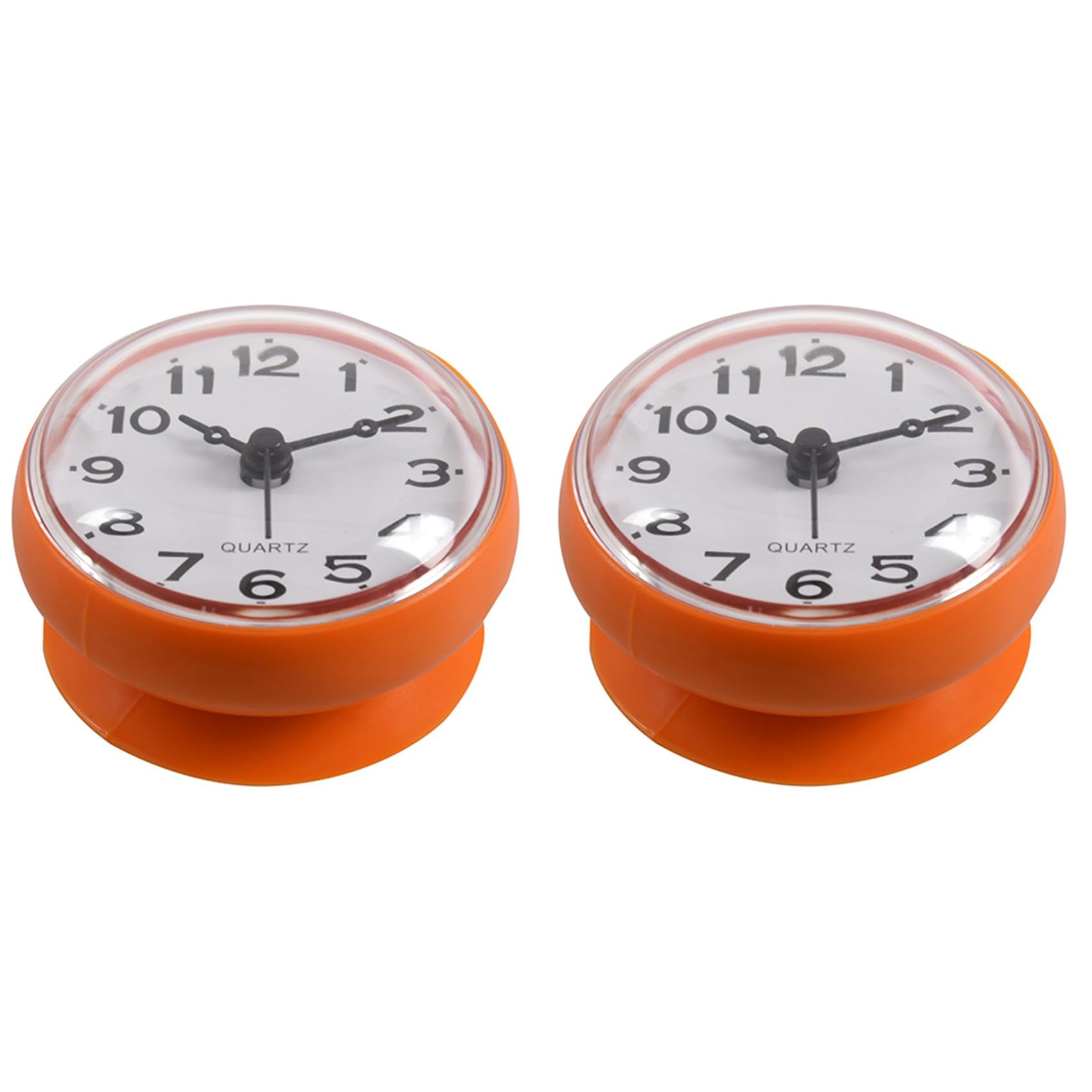 Hndhbfgrt 2pcs 7cm Waterproof Kitchen Bathroom Shower Clock Suction Cup Sucker Wall Orange