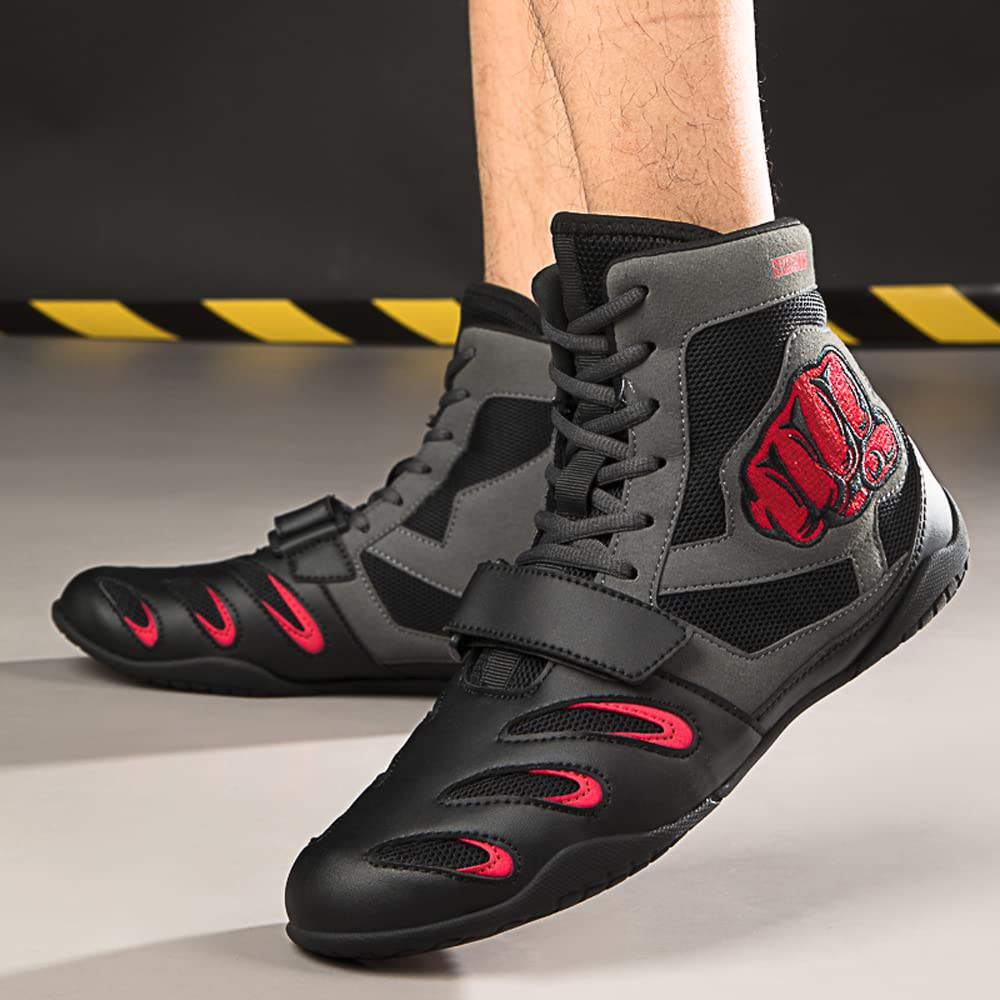 Scarpe da Boxe Wrestling Muay Thai Kickboxing Sparring Boxer Scarpe da Ginnastica Scarpe per Arti Marziali Bodybuilding Stivali da Boxe Sport Traspirante Antiscivolo