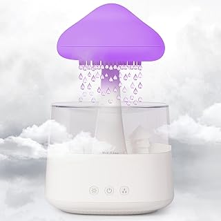 Rain Cloud Humidifier Water Drip, 2 in 1 Essential Oil Diffuser with 7 Changing Colors, White Noise Mushroom Aromatherapy for Gifts, Desk Bedside Cloud Lights for Bedroom and Sleeping