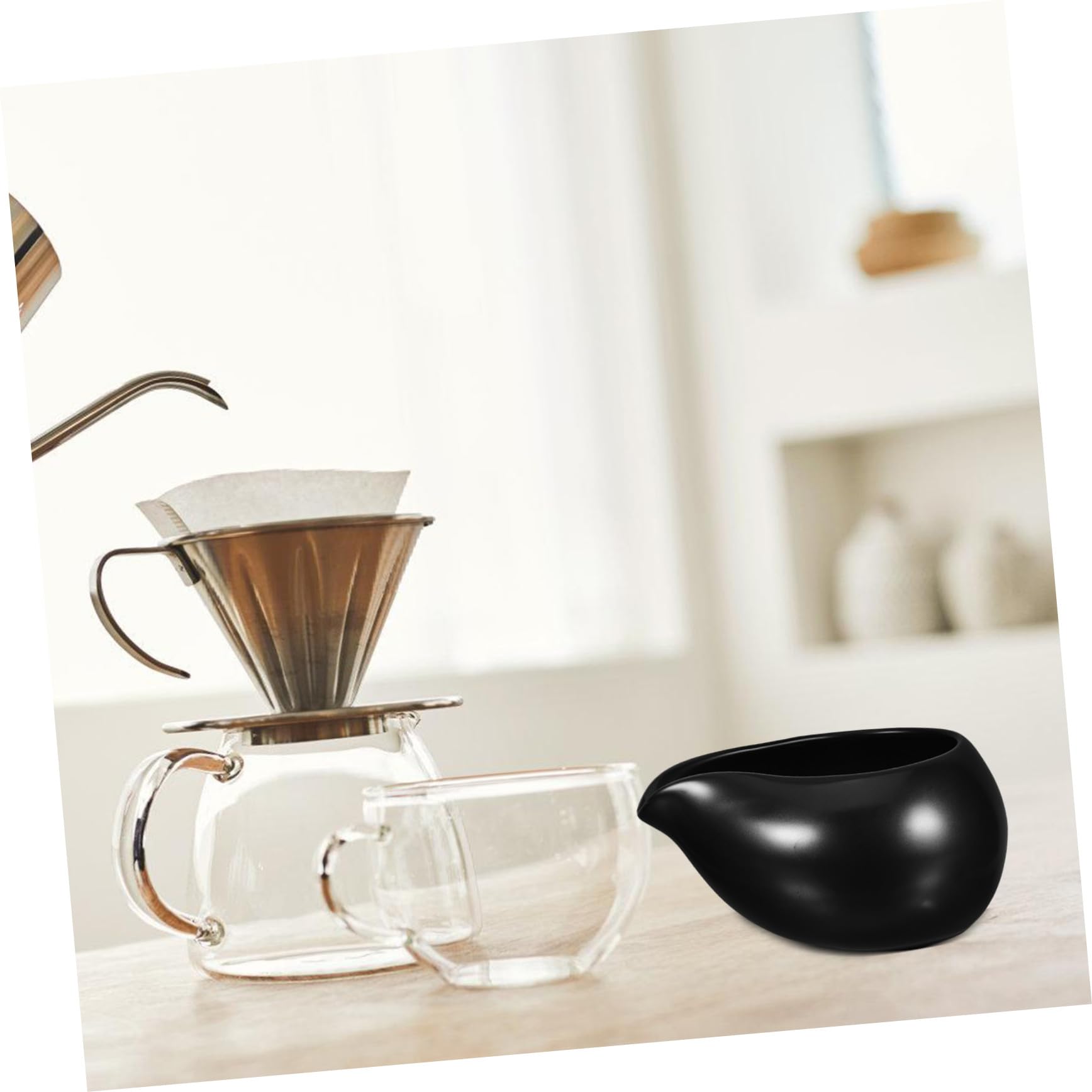 DOITOOL Jarra Lechera de Cerámica Negra Mini, Antideslizante, Diseño Vintage Único, Juego de 3 Piezas Adecuado para Servicio de Café y Té en Restaurantes Occidentales