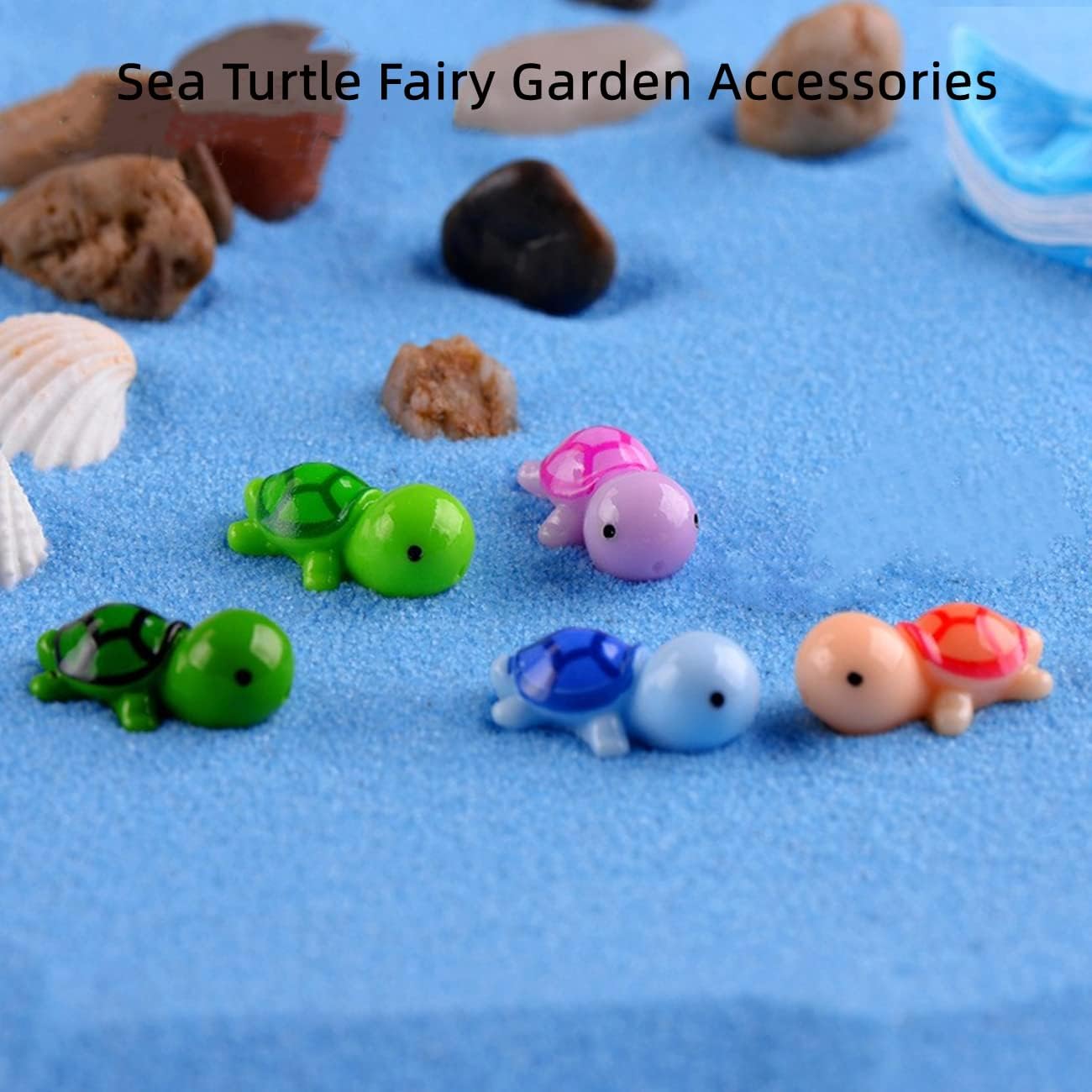 LONCESS Sea Turtle Fairy Garden Accessories, Miniature Sea Turtle Figurines for Fish Tank Decoration, Fairy Garden Decor, Succulent Planter, Birthday Party,Cake Toppers, Car Decor,5 Colors - Image 2