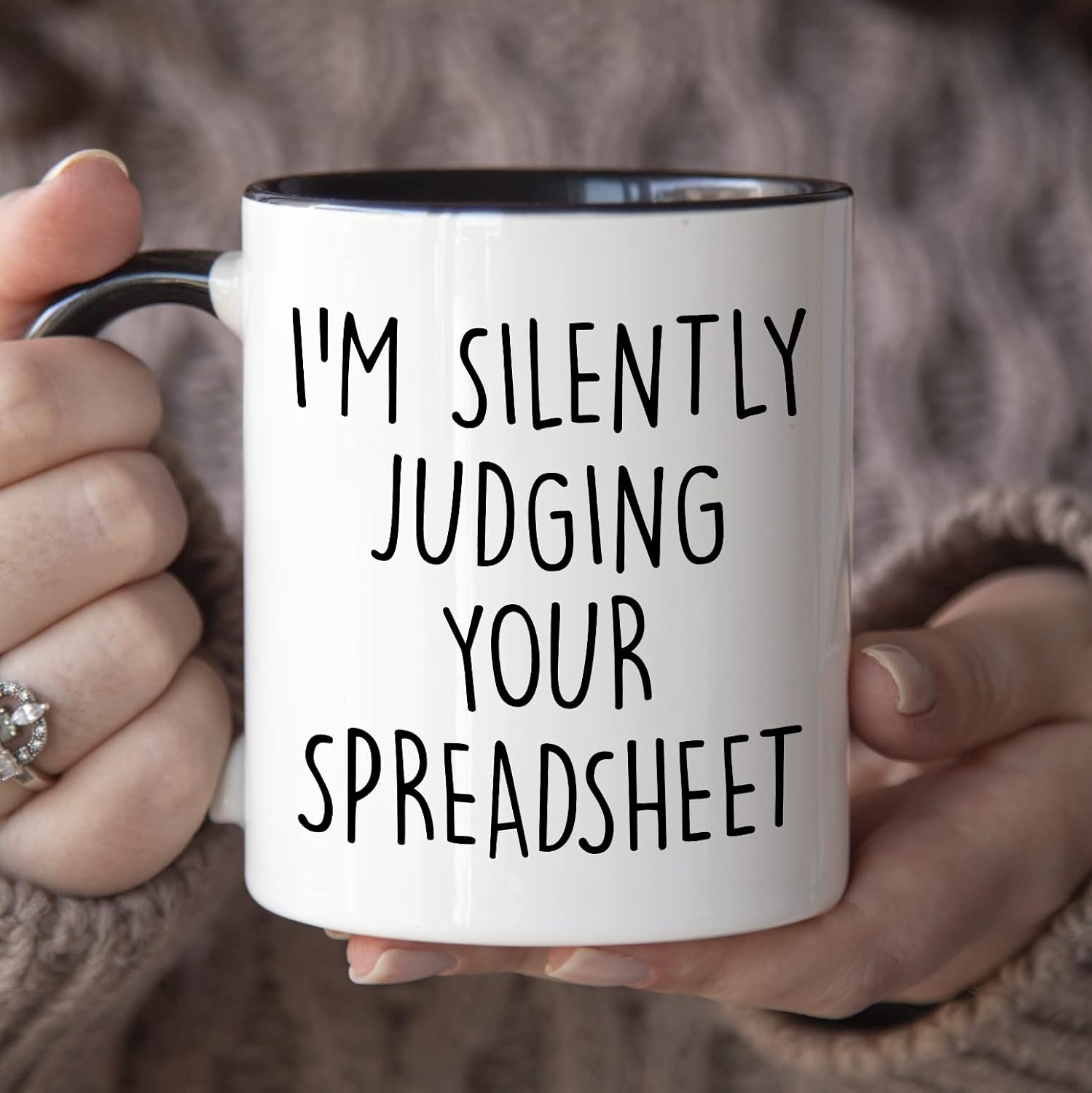 YouNique Designs Spreadsheet Mug, 11 Ounces, Accountant Cup, CPA Coffee Mug Funny Accountant Gifts Accountant Gag Gift (Black Handle) - Image 3