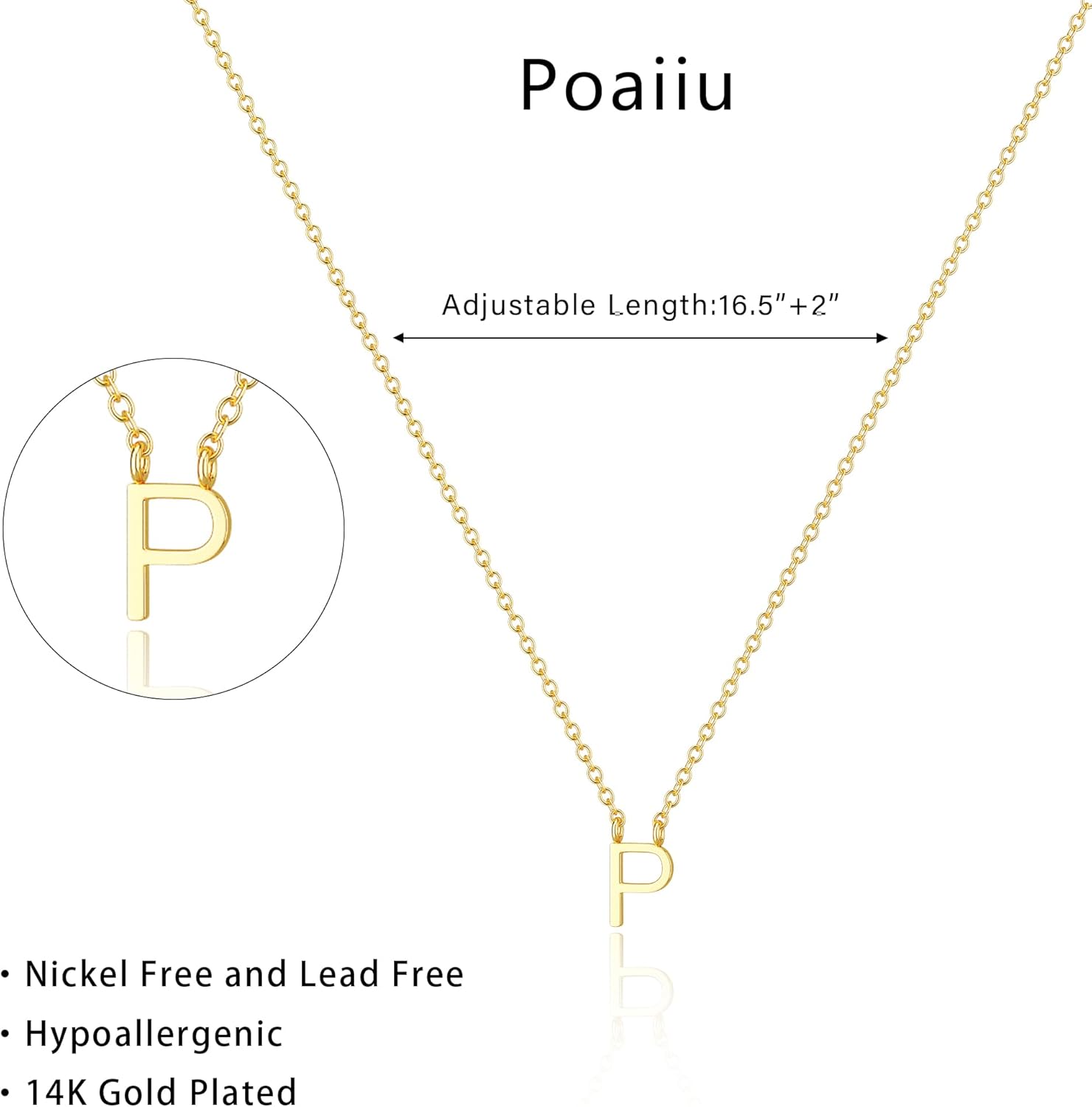 Initial necklace for Women 14k Gold Plated Dainty Letter Necklaces Tiny Cute Initial Pendant Choker Simple Trendy Personalized Letter Name Necklaces Jewelry Gift for Women - Image 5