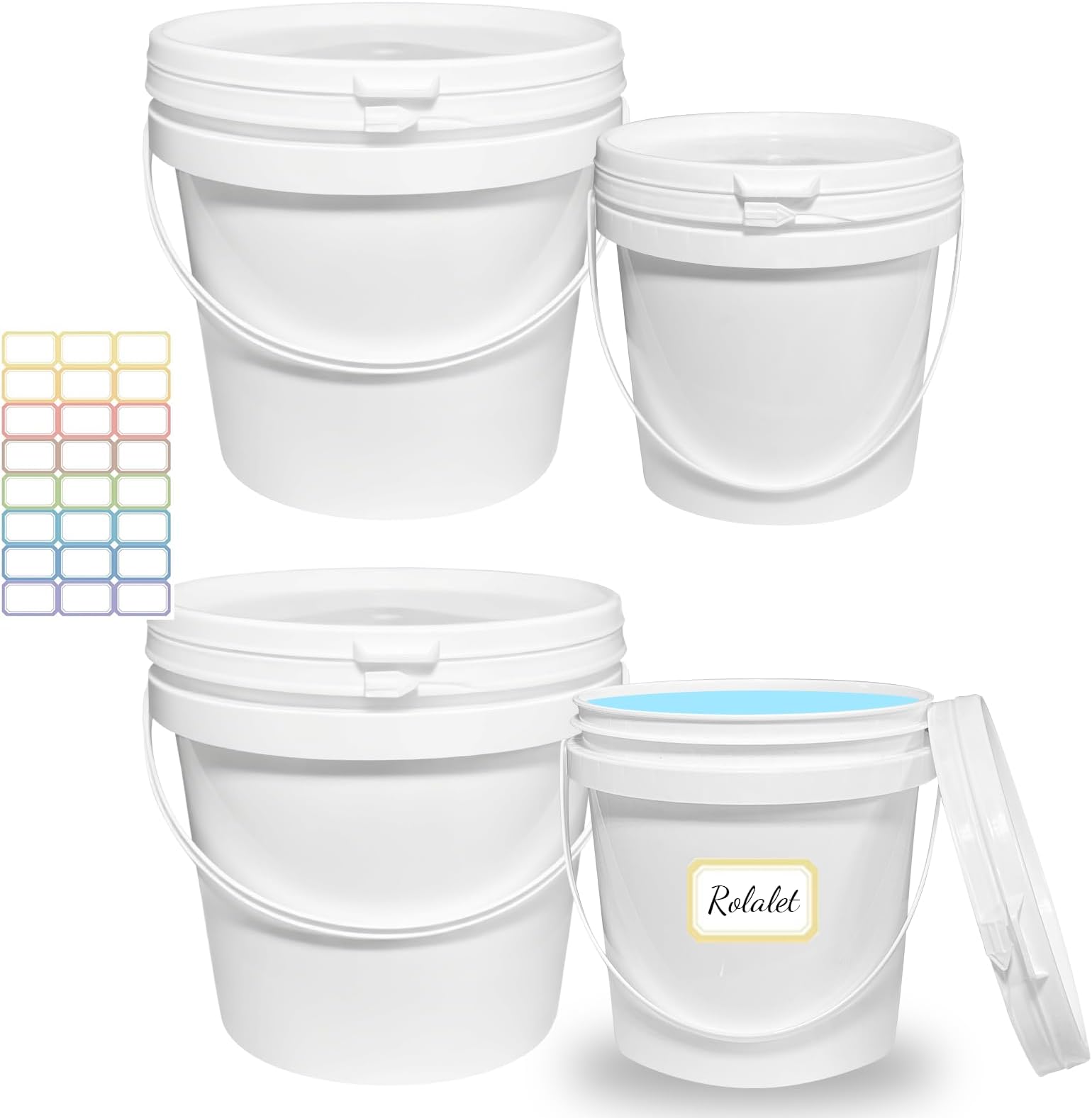 4 Pack 2 Quart & 1 Quart Paint Buckets for Painting Paint Cans with Lids & Handles Empty Paint Cans Plastic Touch Up Paint Containers for Leftover Paint Pigment Varnish Storage