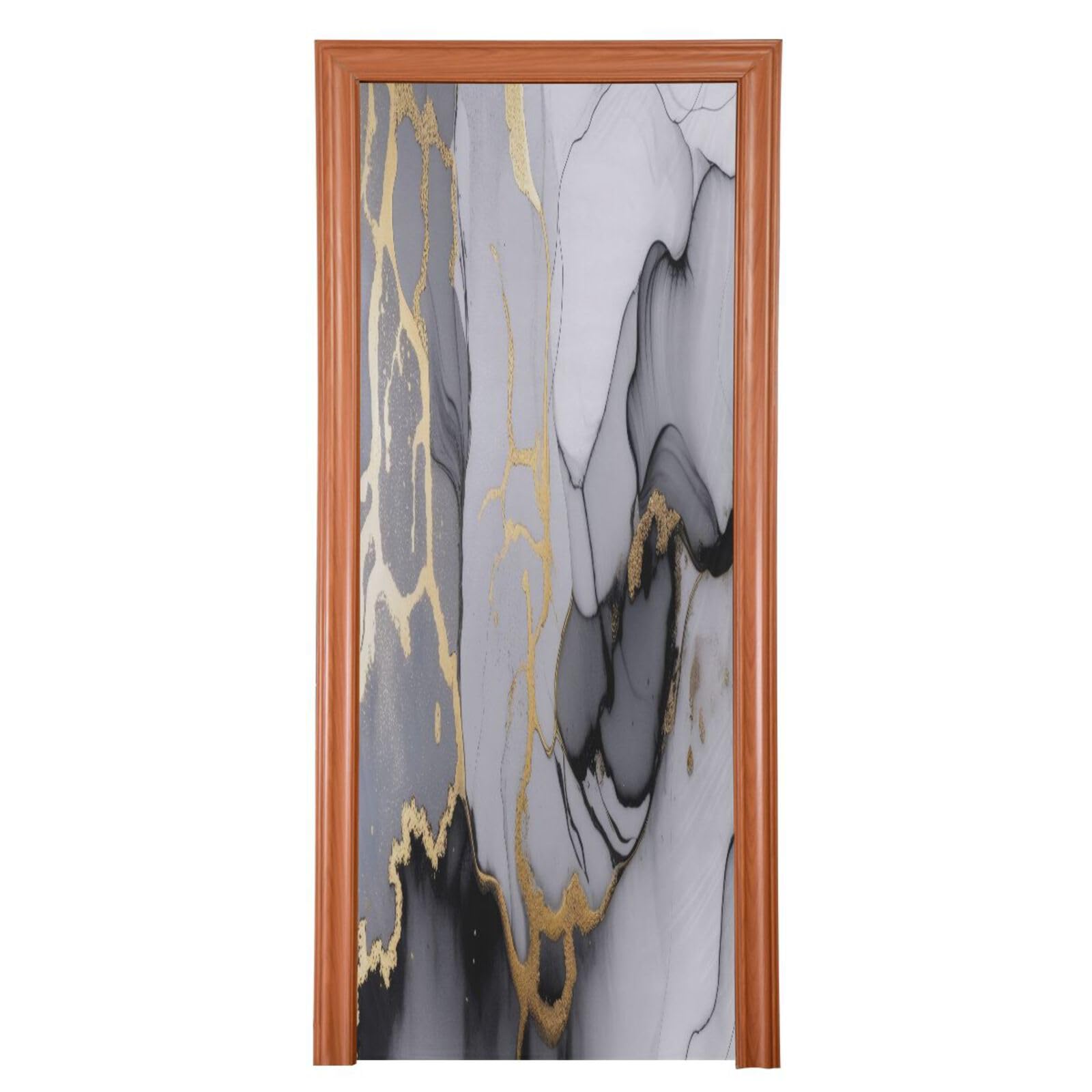 FLildon Gray Gold Black Marble Door Cover Decoration, Party Accessory Porch Decor for Festive Ornament Room Door Covers 36 x 98 Inch