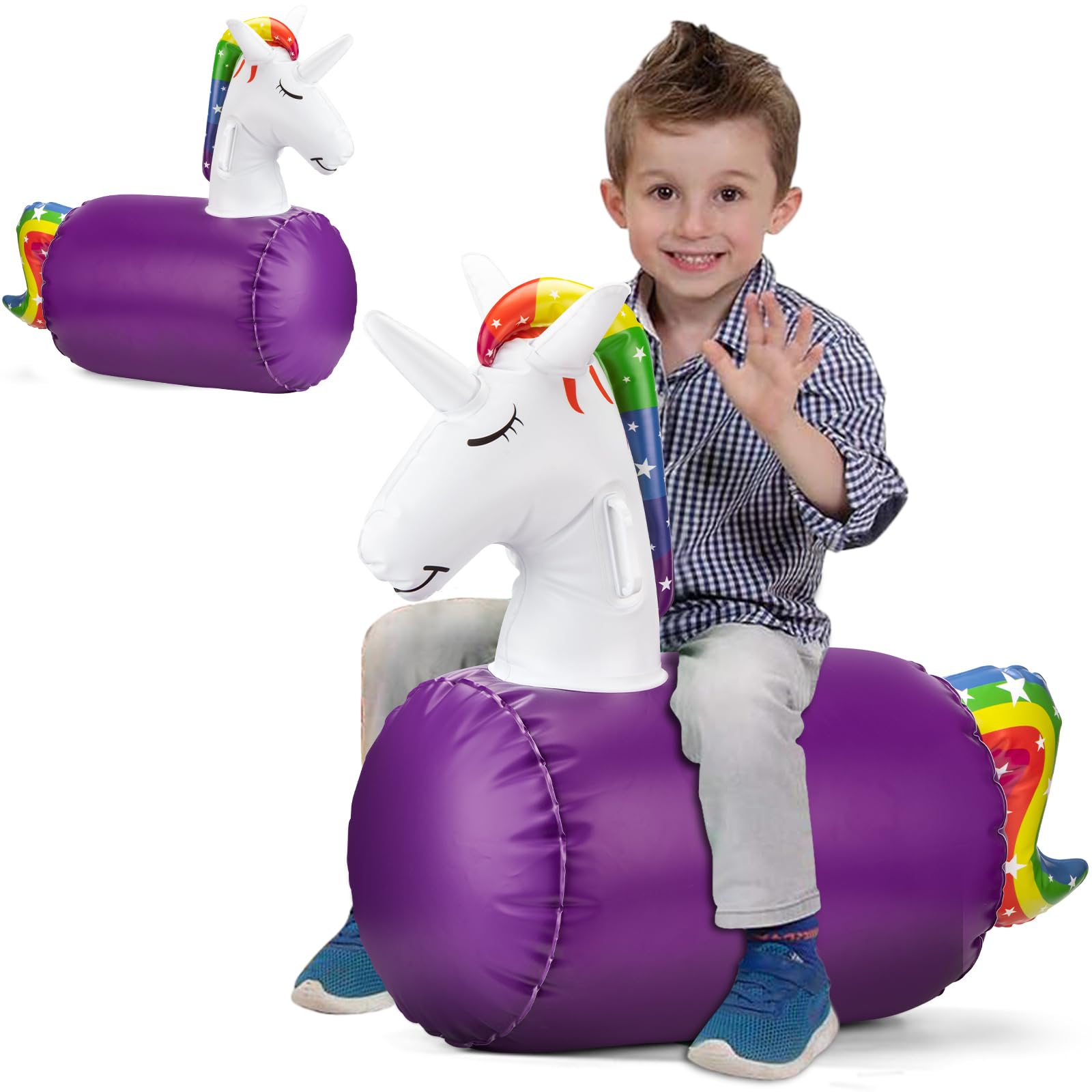 A1 Fun and Durable Pink Unicorn Inflatable Hopping Animal Bouncer - Supports up to 250 lbs - Perfect for Kids Ages 5 and Up…