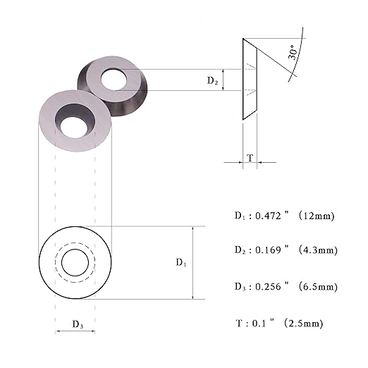 10 Fresas Redondas de Carburo 12mm para Torno de Madera LU&MN miniatura 2