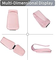 Vista 4 de Soporte para lentes de sol para visera de automóvil, soporte magnético de cuero para lentes de sol para automóvil con clip, color rosa