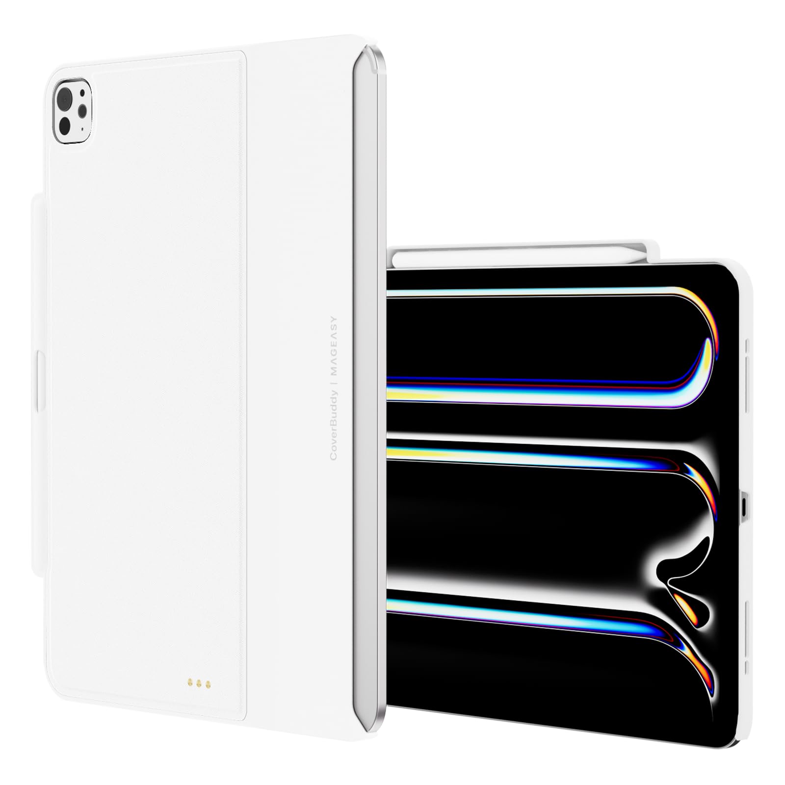 SWITCHEASY CoverBuddy for 2024 iPad Pro 13" M4 - Magic Keyboard Compatible Case for iPad Pro (M4), Enhanced Thickness & Heat Dissipation [Keyboard Not Included] - White (Leather)