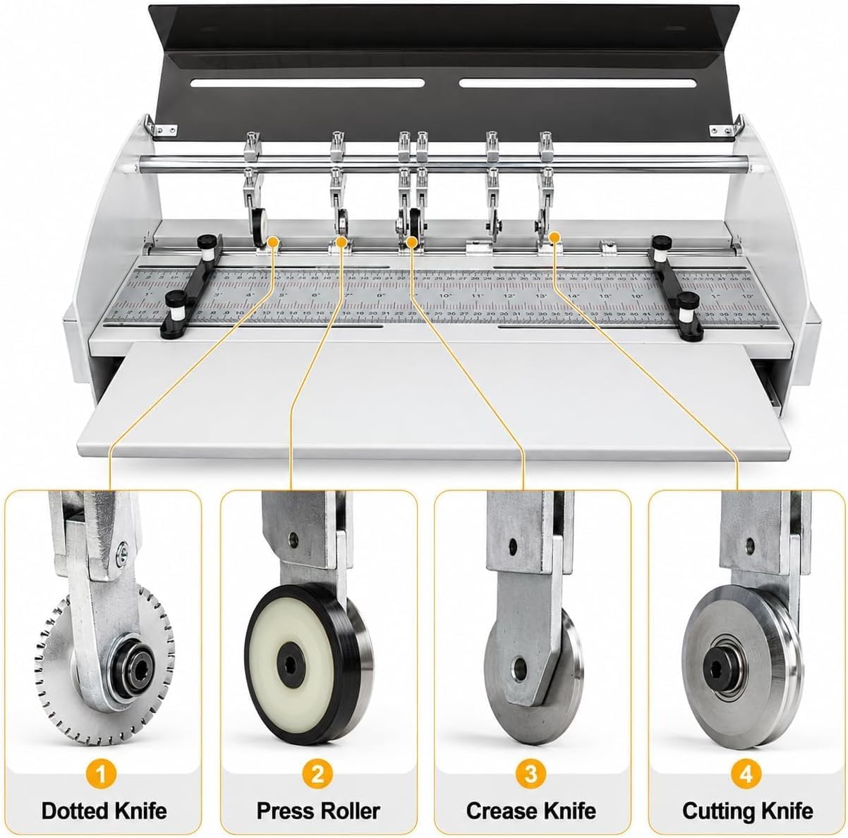 Machine À Papier Électrique 3 en 1, Rainage 460 Mm, Lignes Pointillées Et Découpe, Largeurs De Rainage 10 Mm, 12 Mm Et 15 Mm, Pression Et Position Réglables, pour Divers Projets Papier