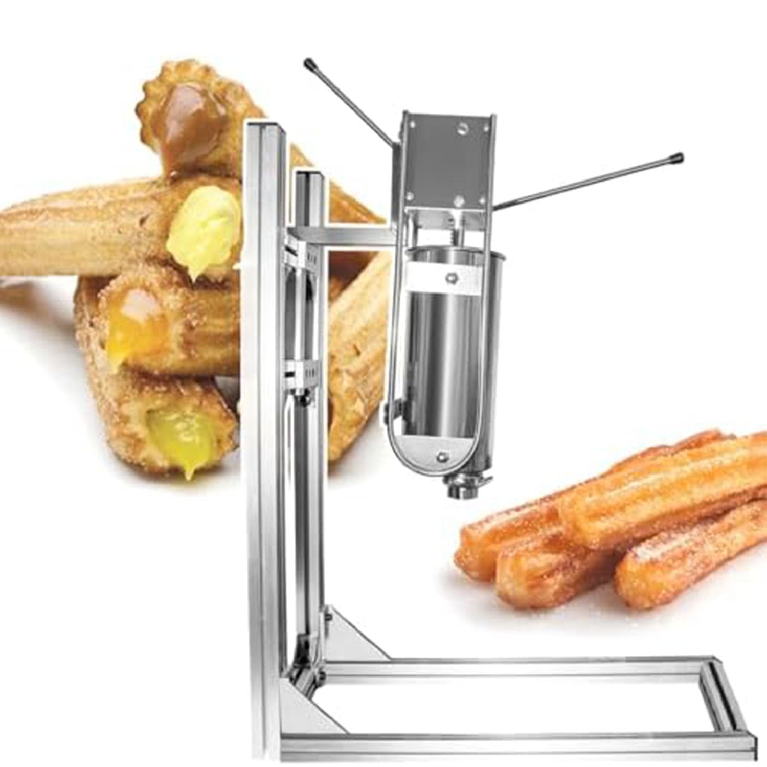 Riempitrice per pasta per churros e ciambelle, riempitrice verticale resistente, riempitrice manuale per pasticceria, in acciaio inossidabile, perfetta per ristoranti e catering