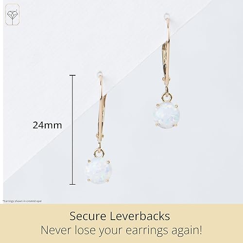 Miniatura 3 de 10k Yellow Gold 6mm Round Birthstone Dangle Earrings for Women with Leverbacks by MAX + STONE