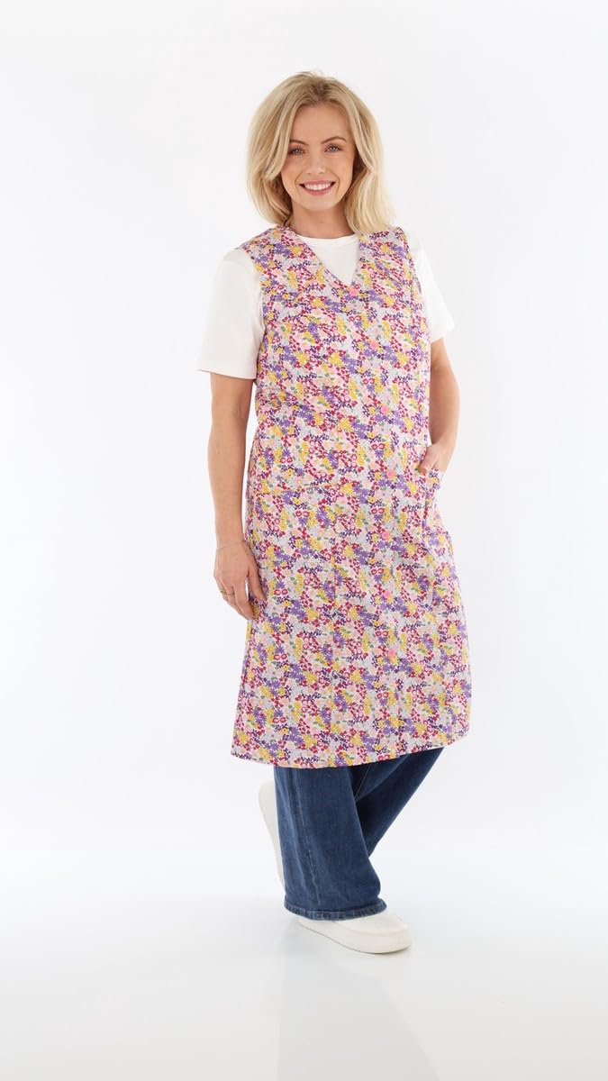 Schuerzenfabrik Kittelschürze Damen ohne Arm - Kochschürze Damen - Haushalts Schürze - Kittel für Damen, bunt in 100% Baumwolle