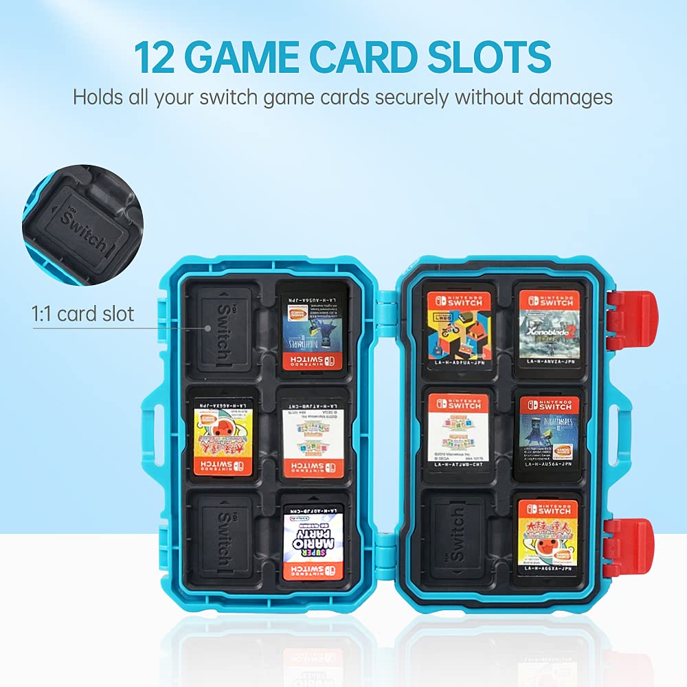 LYNCA Funda de Tarjeta de Juego para Nintendo Switch y NS NX, Carcasa rígida Protectora a Prueba de Golpes Interruptor de Almacenamiento de Tarjetas de Juego, 12 Ranuras para Tarjetas de Juego