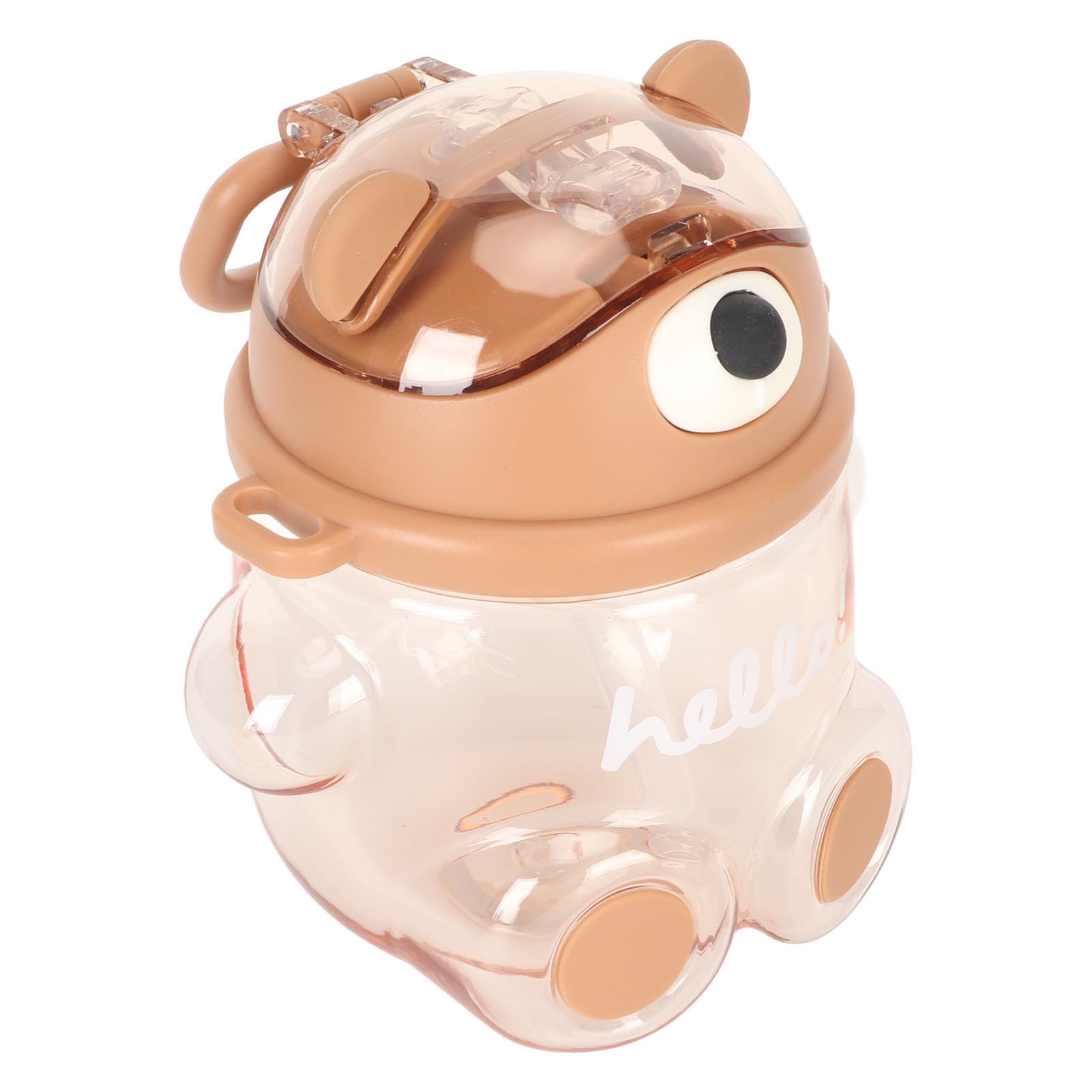 Bear Water Bottle, Kawaii Safe 700ml Hiking Plastic Water Bottle Cute Water Bottles Water Bottle with Strap Kids Water Bottles Kawaii Water Bottle for School Sports Camping Picnic(Coffee)