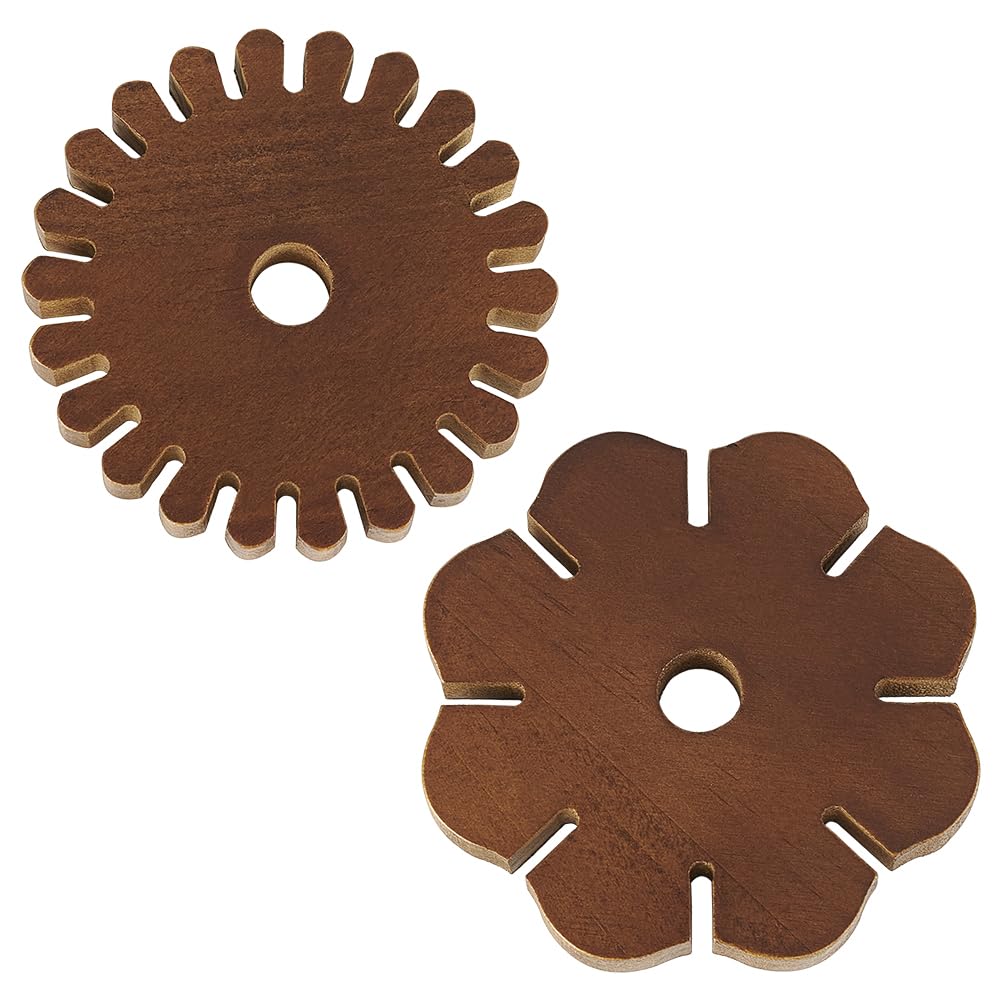 FINGERINSPIRE 2 Pcs 2 Styles Wood Bracelet Knitting Disc Set - Coconut Brown - 80x11mm & 84.5x11mm - Wooden Bracelet Kit for Jewelry Making