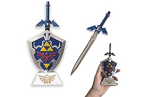 Blue Master Sword Letter Opener with Link Hylian Shield Ornament - The...