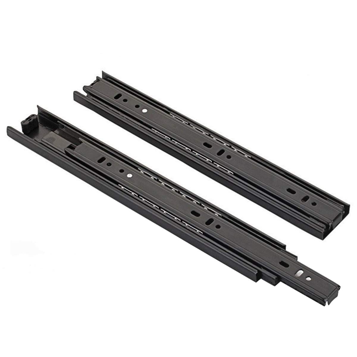 Hyever 12-Inches Length Drawer Slide Ball Bearing Telescopic 3 Sections 1 Pair Full Extension Slide Black (12'')