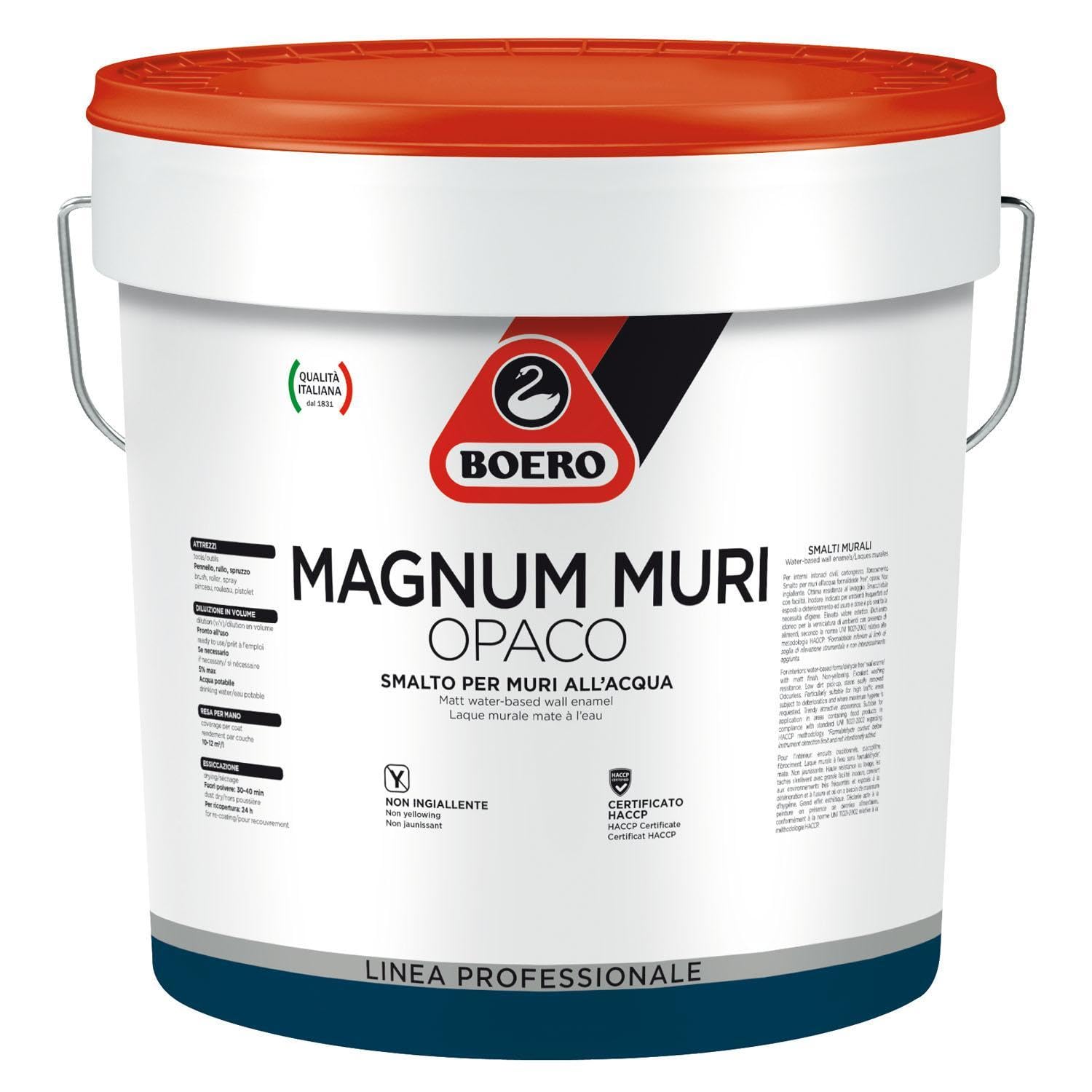 MAGNUM PER MURI OPACO BIANCO 4 LITRI SMALTO OPACO PER MURI ALLACQUA IDONEO PER AMBIENTI CON METODOLOGIA HACCP