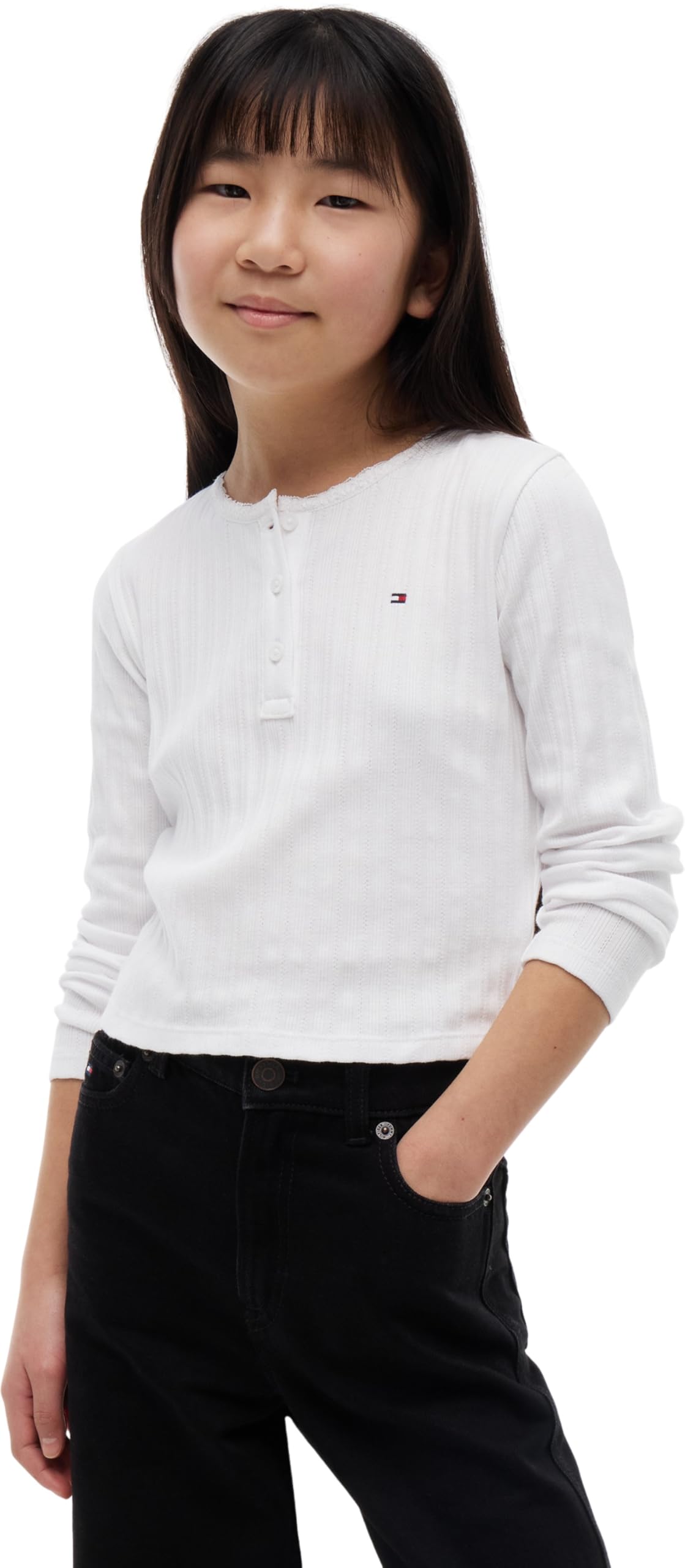 Tommy Hilfiger Mädchen Pointelle Top Ls Kg0kg09463 Andere Oberteile