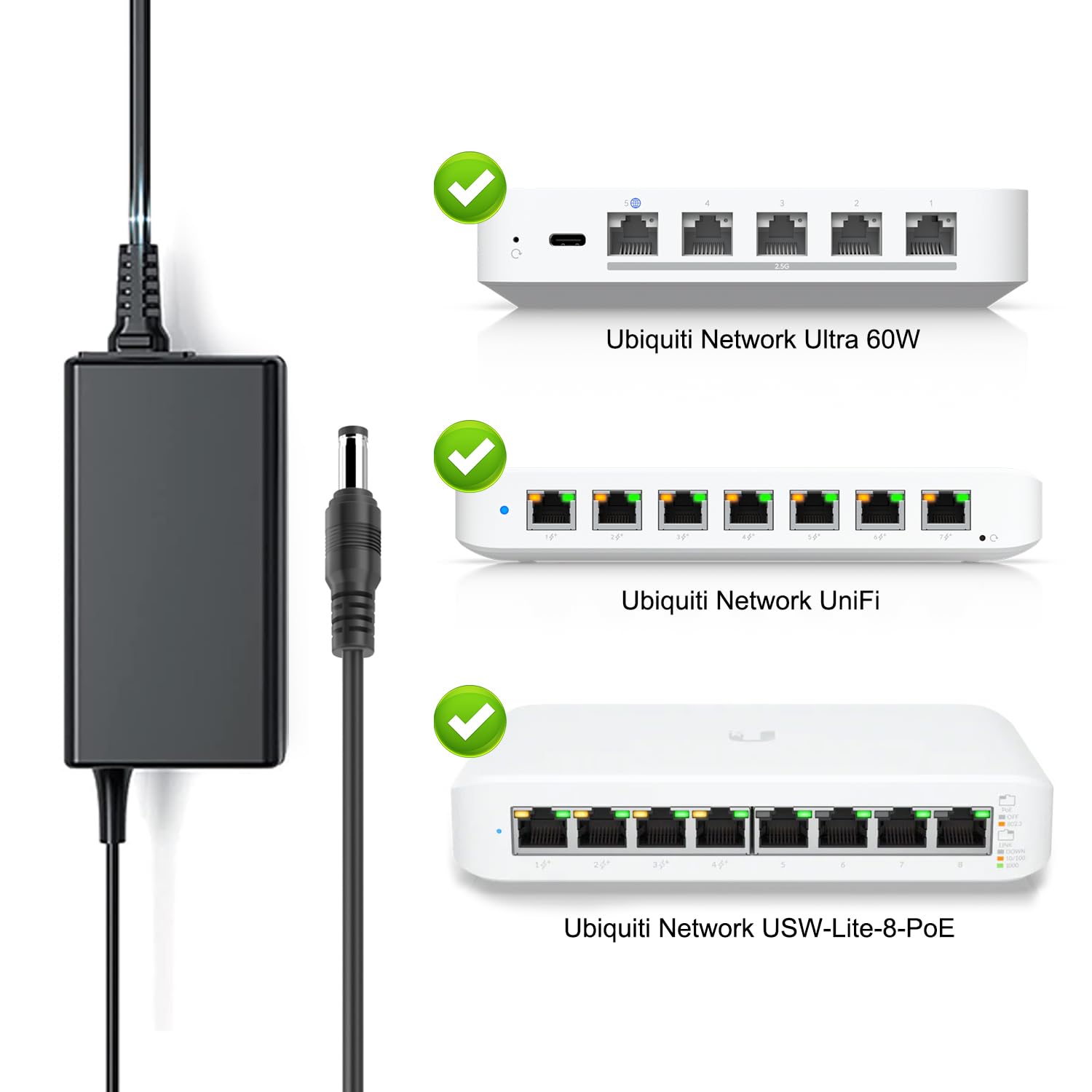 TAIFU 54V 1.1A Alimentatore Caricatore per Ubiquiti PoE Switch PoE Ubiquiti Ultra 60W UniFi S witch Lite USW-Lite-8-POE - S witch NY-PW0L2-05401100 Adattatore Caricabatterie Cavo Alimentazione